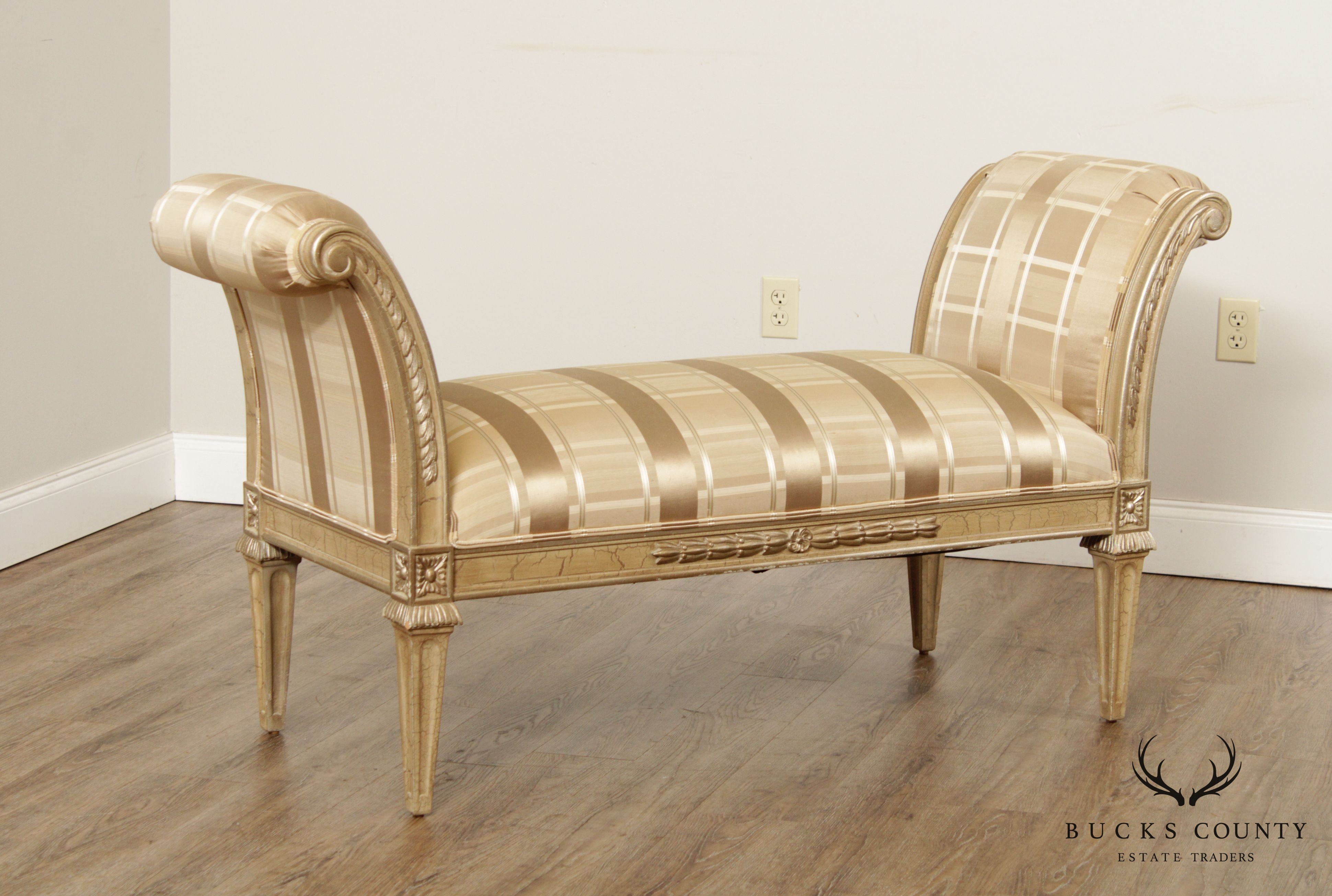 Louis XVI Style Scroll Arm Window Bench