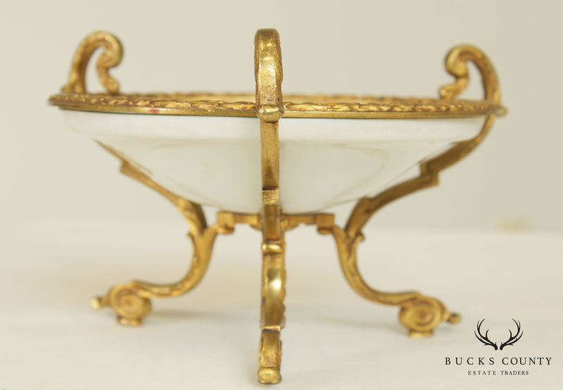 Sèvres Porcelain French Empire Compote on Gilded Bronze Footed Stand, Frangonard