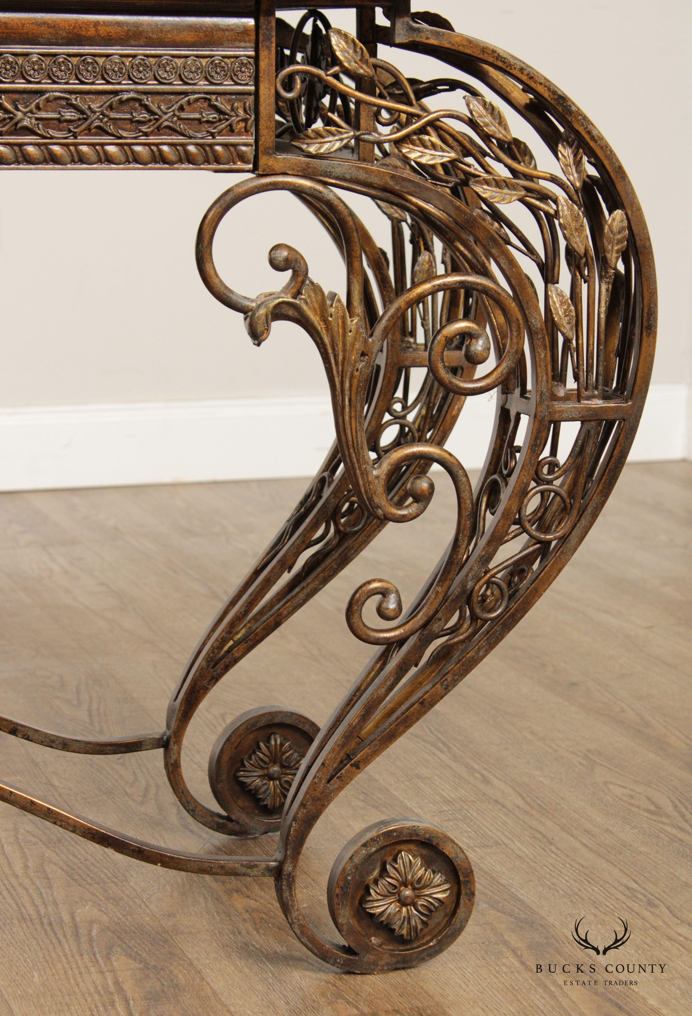 French Louis XV Style Wrought Iron Console Table