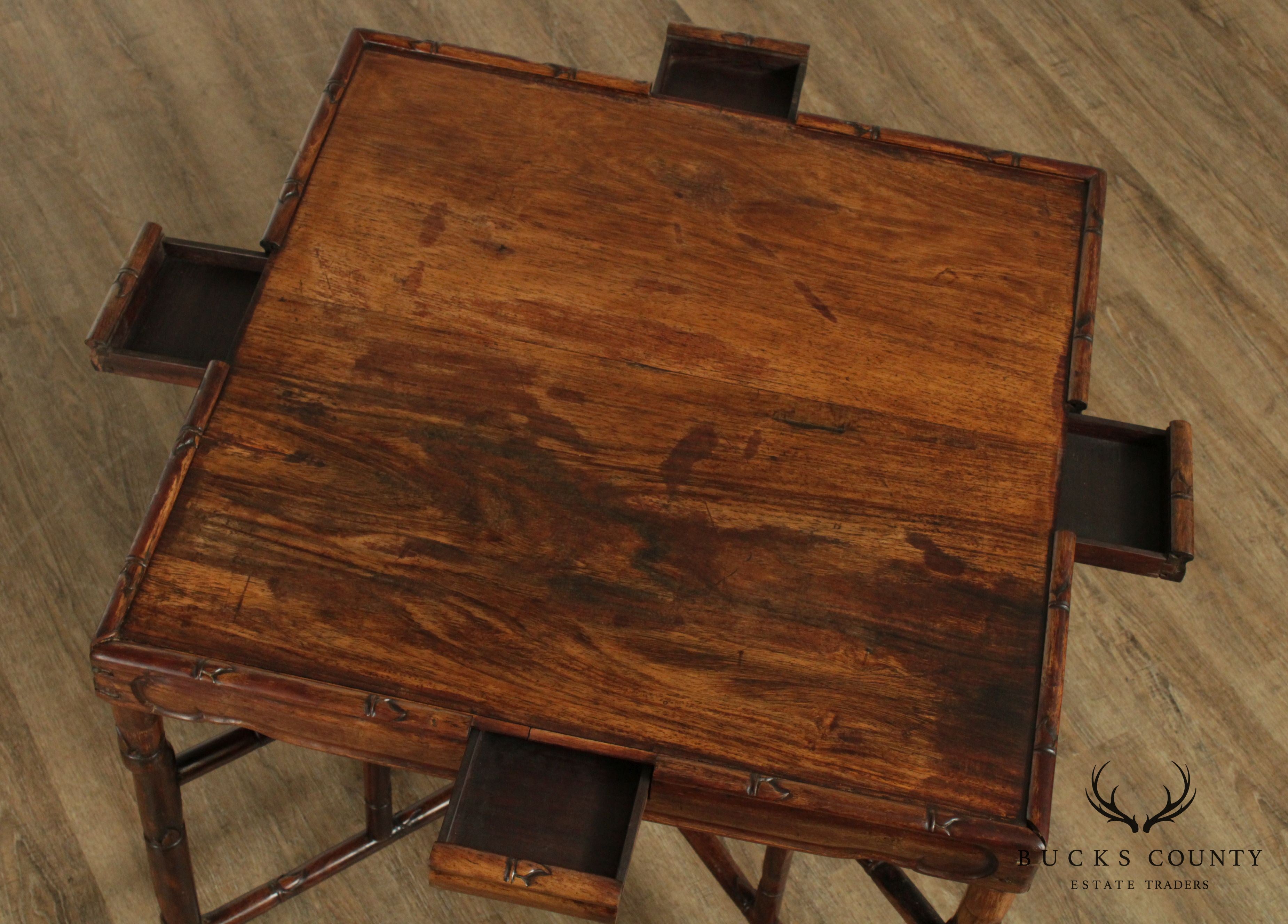 Antique Chinese Hardwood Square Game Table