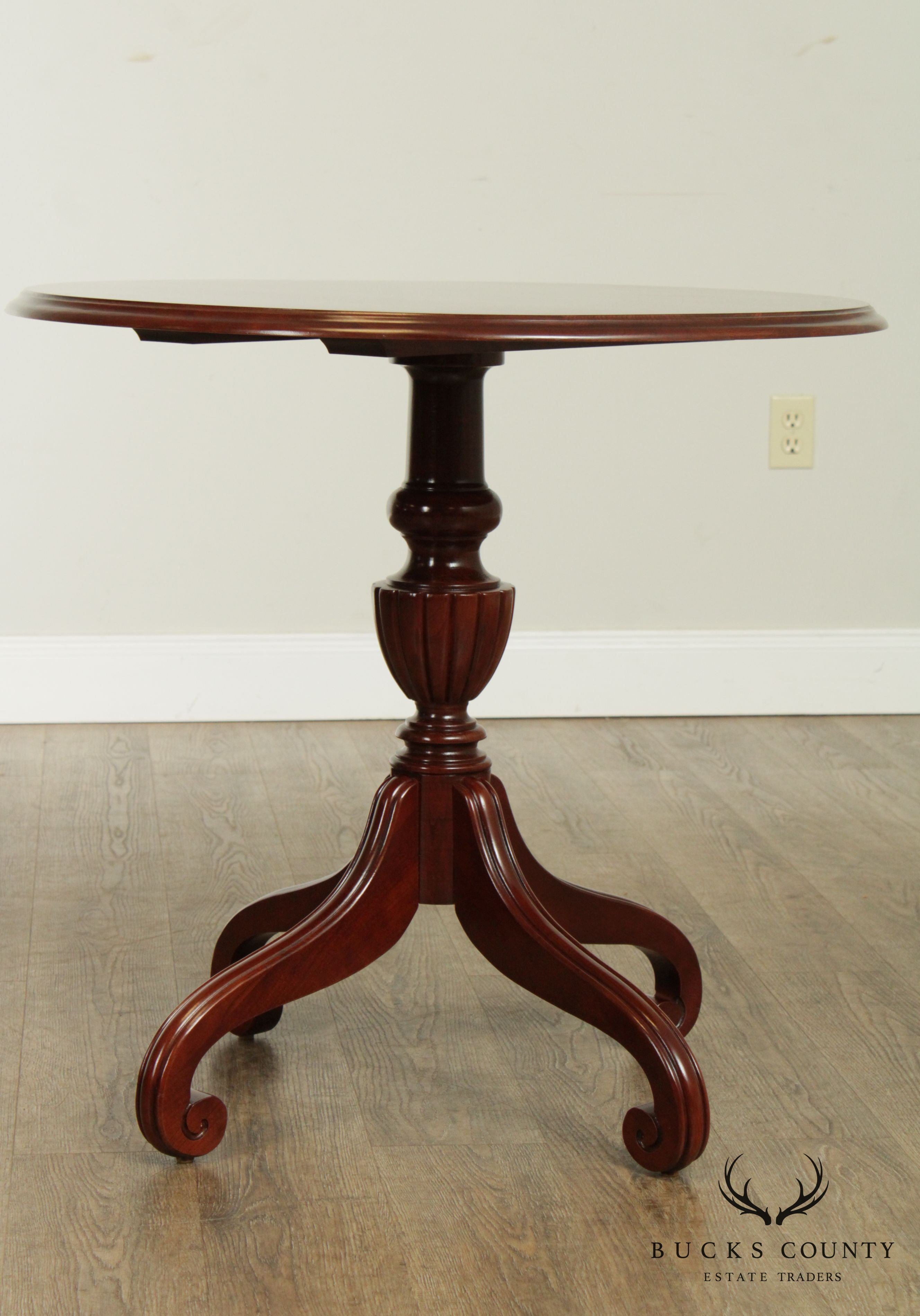 Ethan Allen Georgian Court Round Cherry Pedestal Side Table