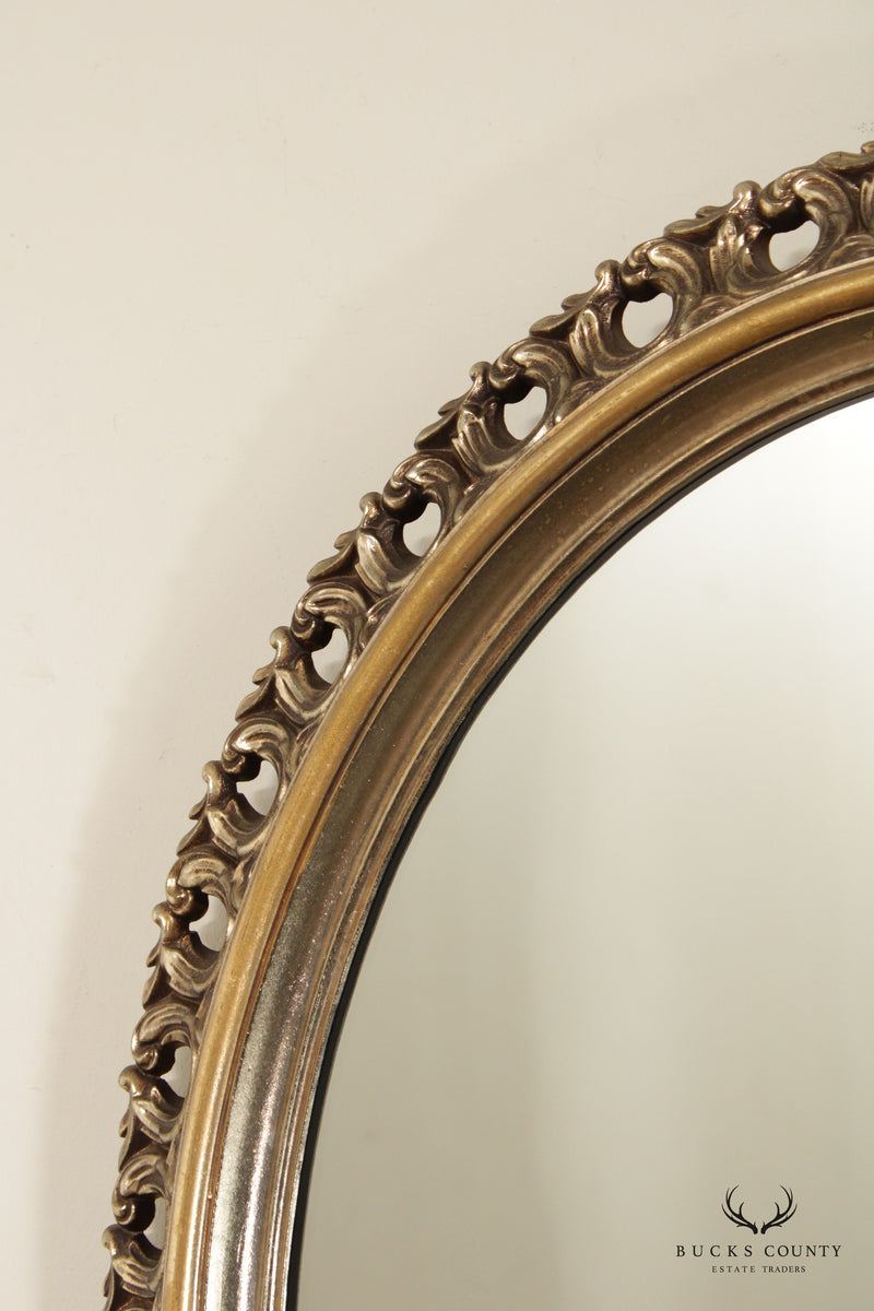 Hollywood Regency Vintage Gilt Oval Wall Mirror
