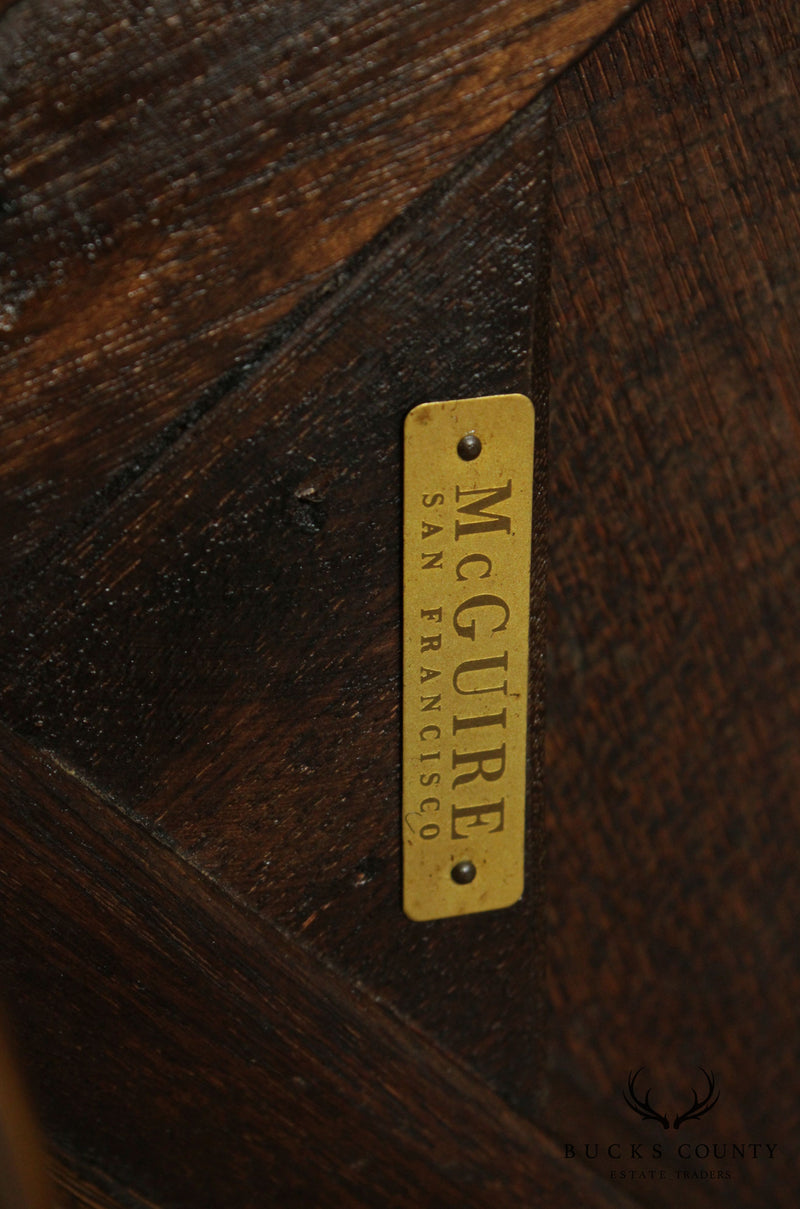 Mcguire Vintage Mahogany Top Rattan Side Table