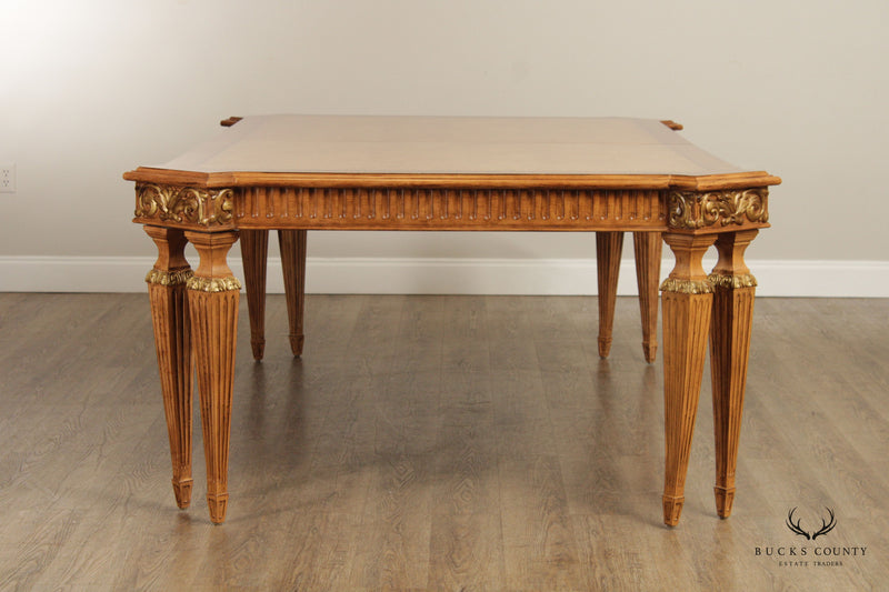 Jeffco French Louis XVI Neoclassical Style Carved Burlwood Extendable Dining Table