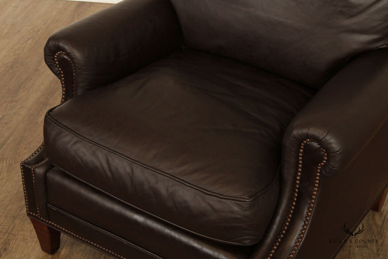 Baker Furniture Pair of Leather Lounge Chairs (D)
