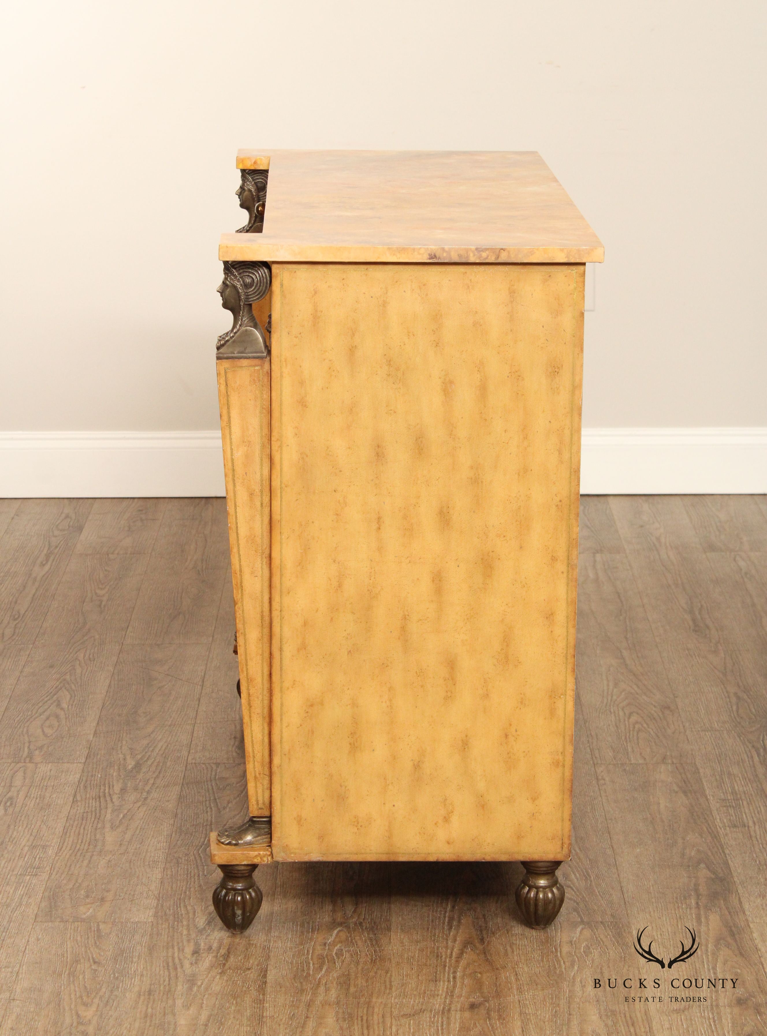 Egyptian Revival Leather Wrapped Chest Of Drawers By Kreiss