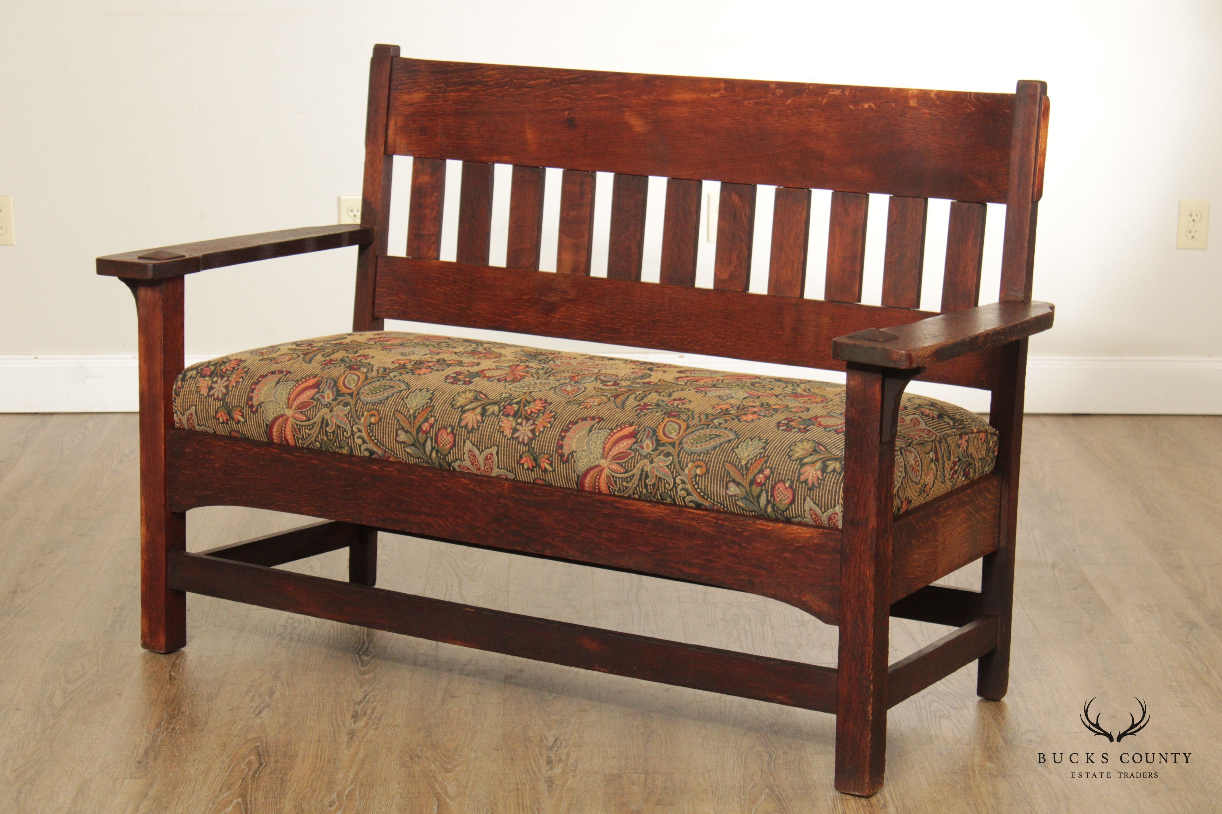 Antique Arts & Crafts Mission Oak Settee