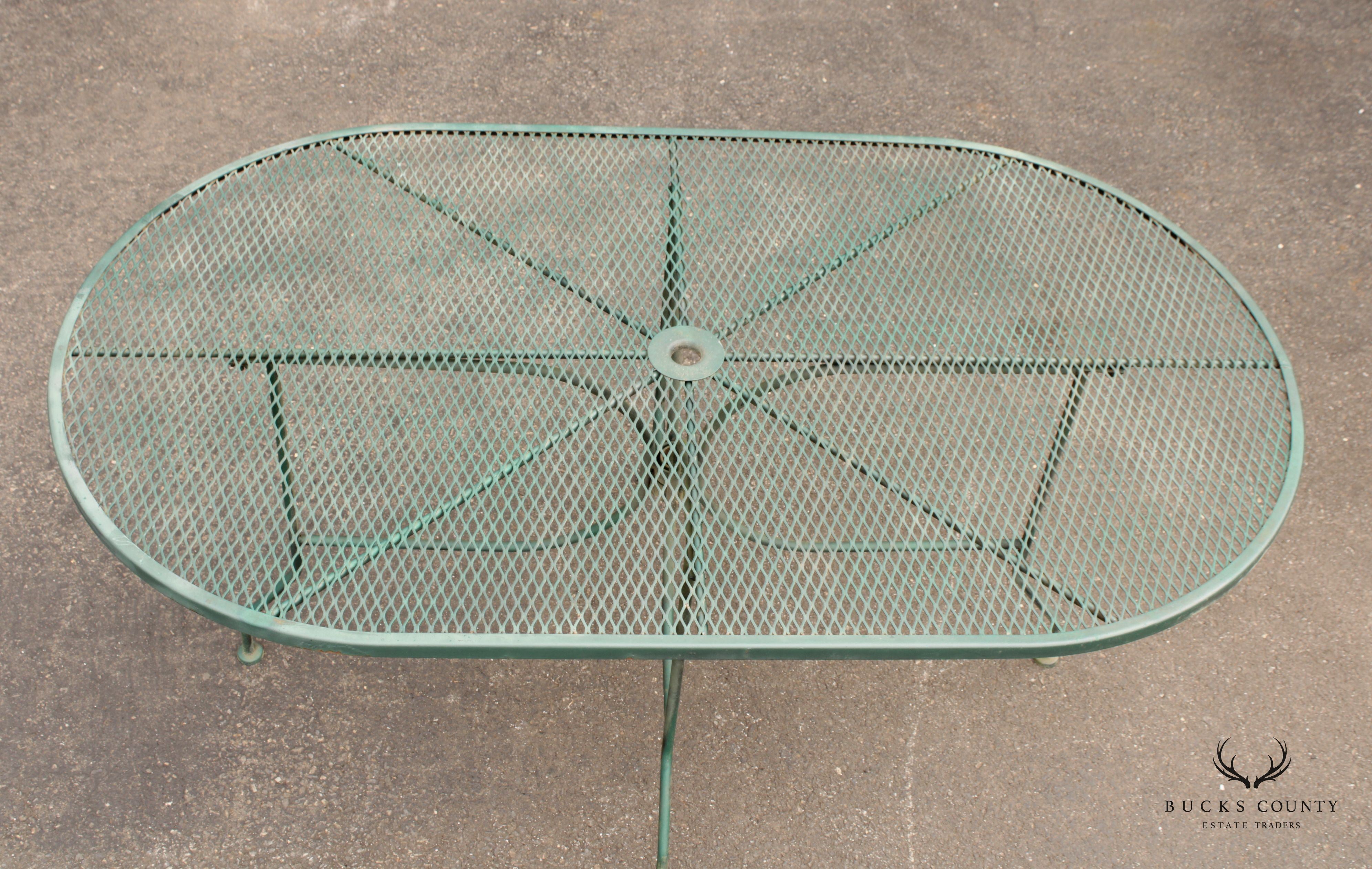 Mid Century Vintage Oval Wrought Iron Patio Garden Dining Table
