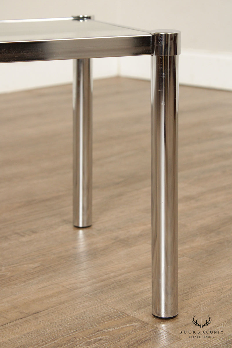Post Modern Chrome and Glass Side Table
