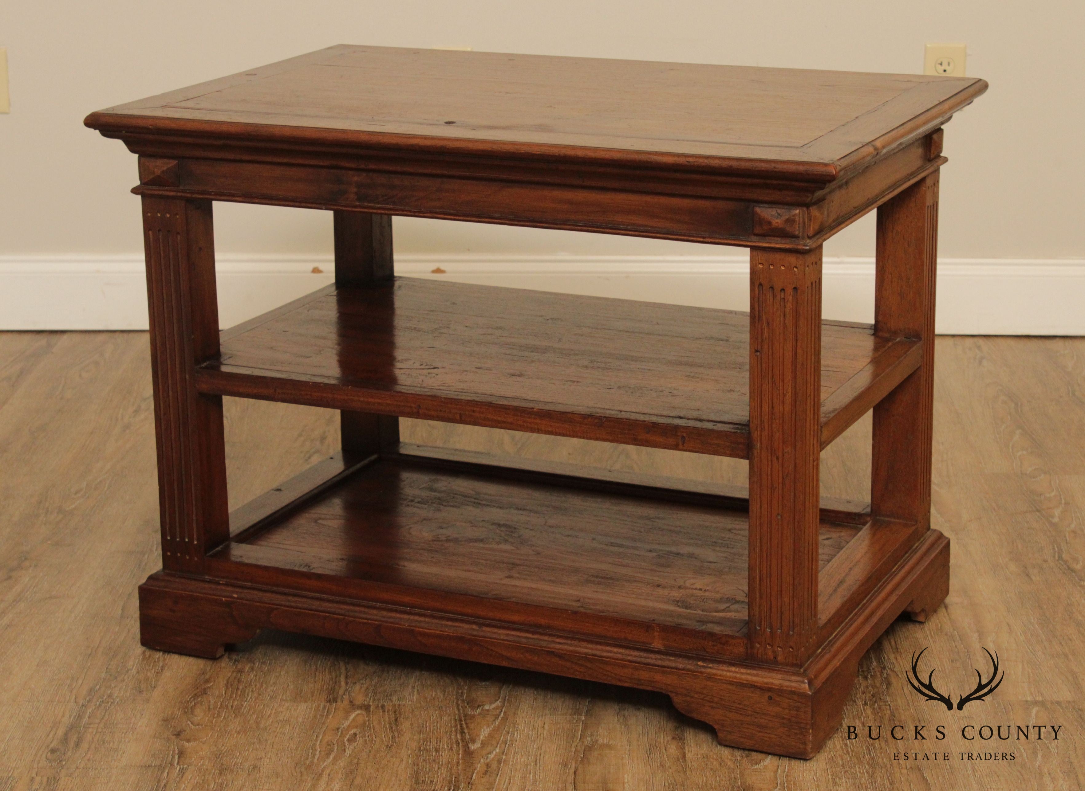 Rustic Hardwood 3 Tier Side Table