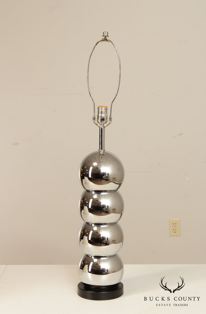 1970's Vintage MCM Chrome Stacked Ball Table Lamp