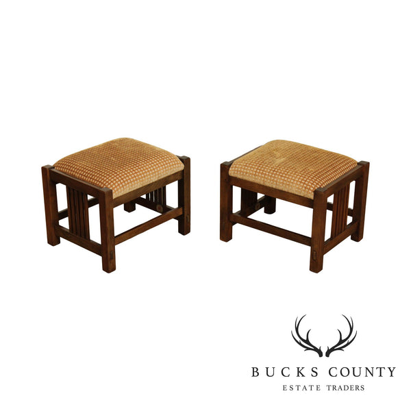 Stickley Mission Collection Pair Spindle Footstools
