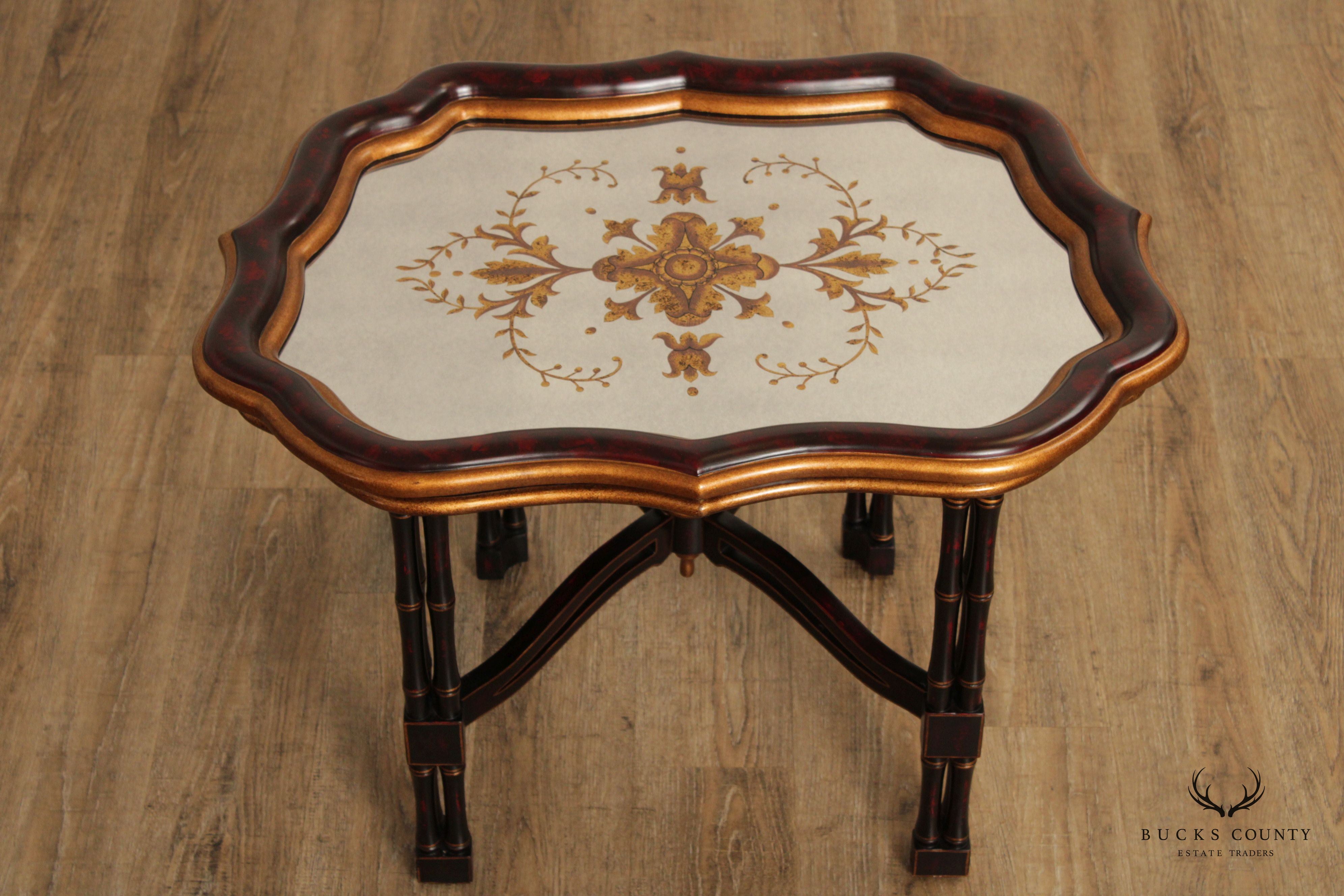 English Regency Style Partial Gilt Faux Bamboo Tray Table