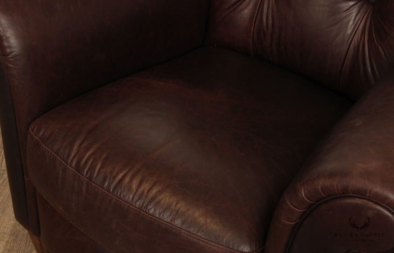 Natuzzi Italian Tufted Brown Leather Lounge Chair