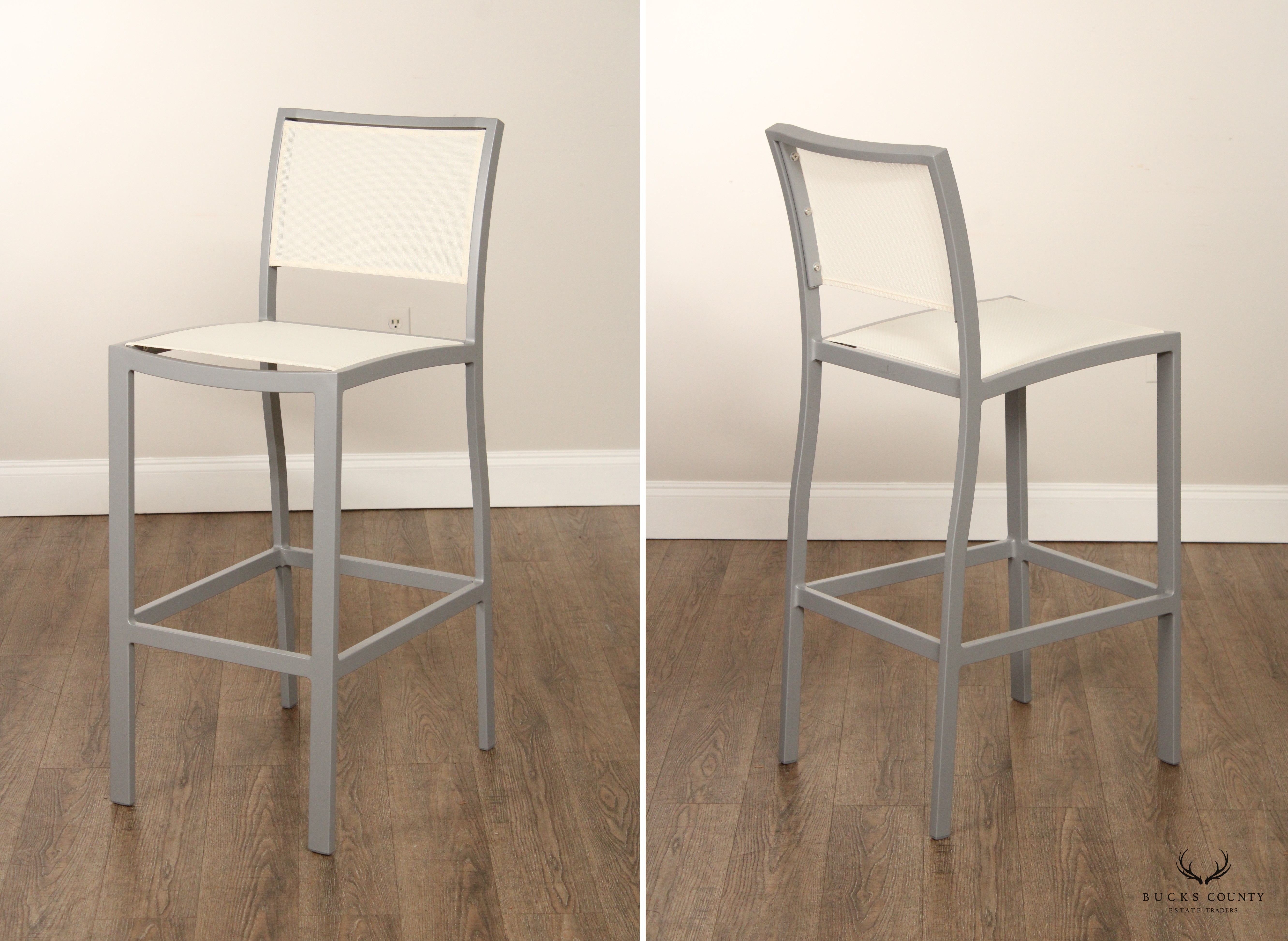 Janus et Cie. Contemporary Pair of 'Duo' Aluminum Mesh Barstools