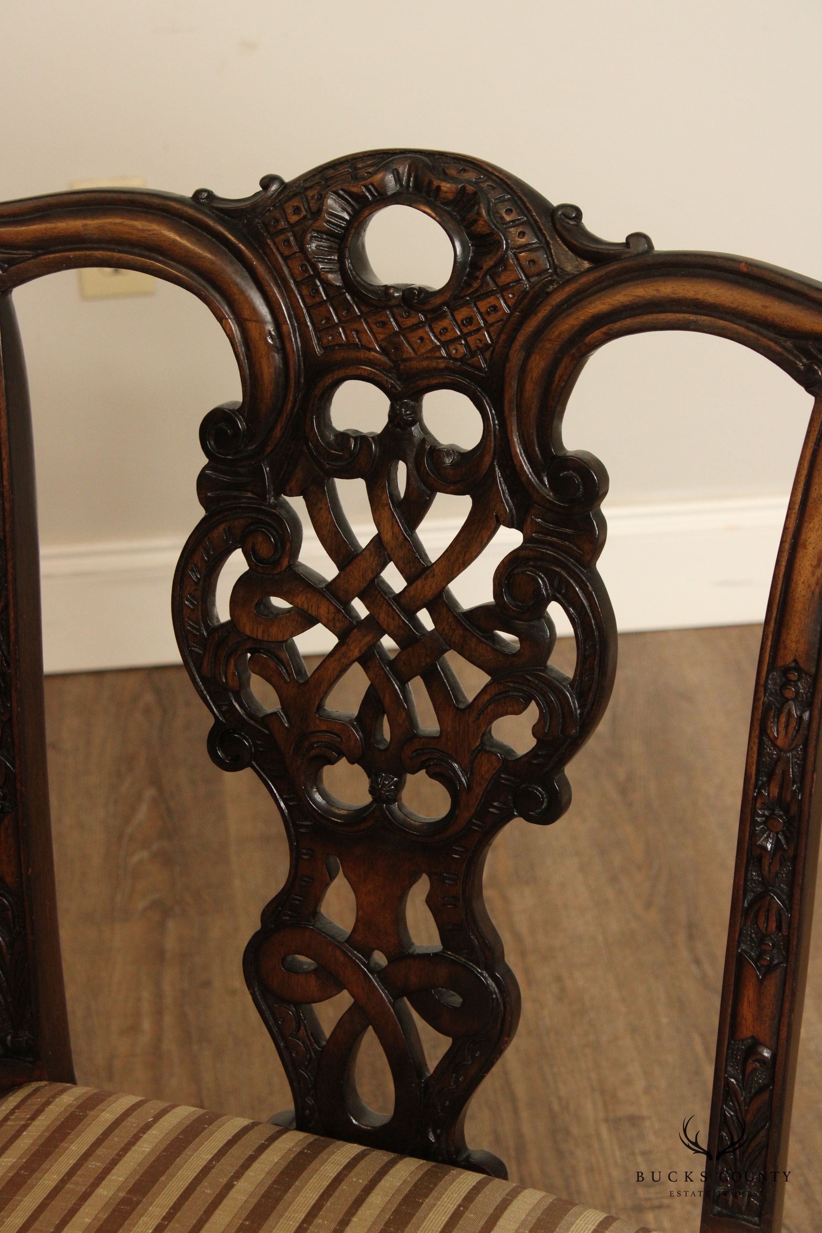 Chippendale Style Set Eight Mahogany Carved Ball and Claw Dining Chairs