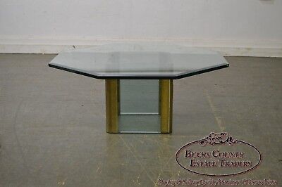 Leon Rosen for Pace Brass & Glass Octagonal Top Coffee Table
