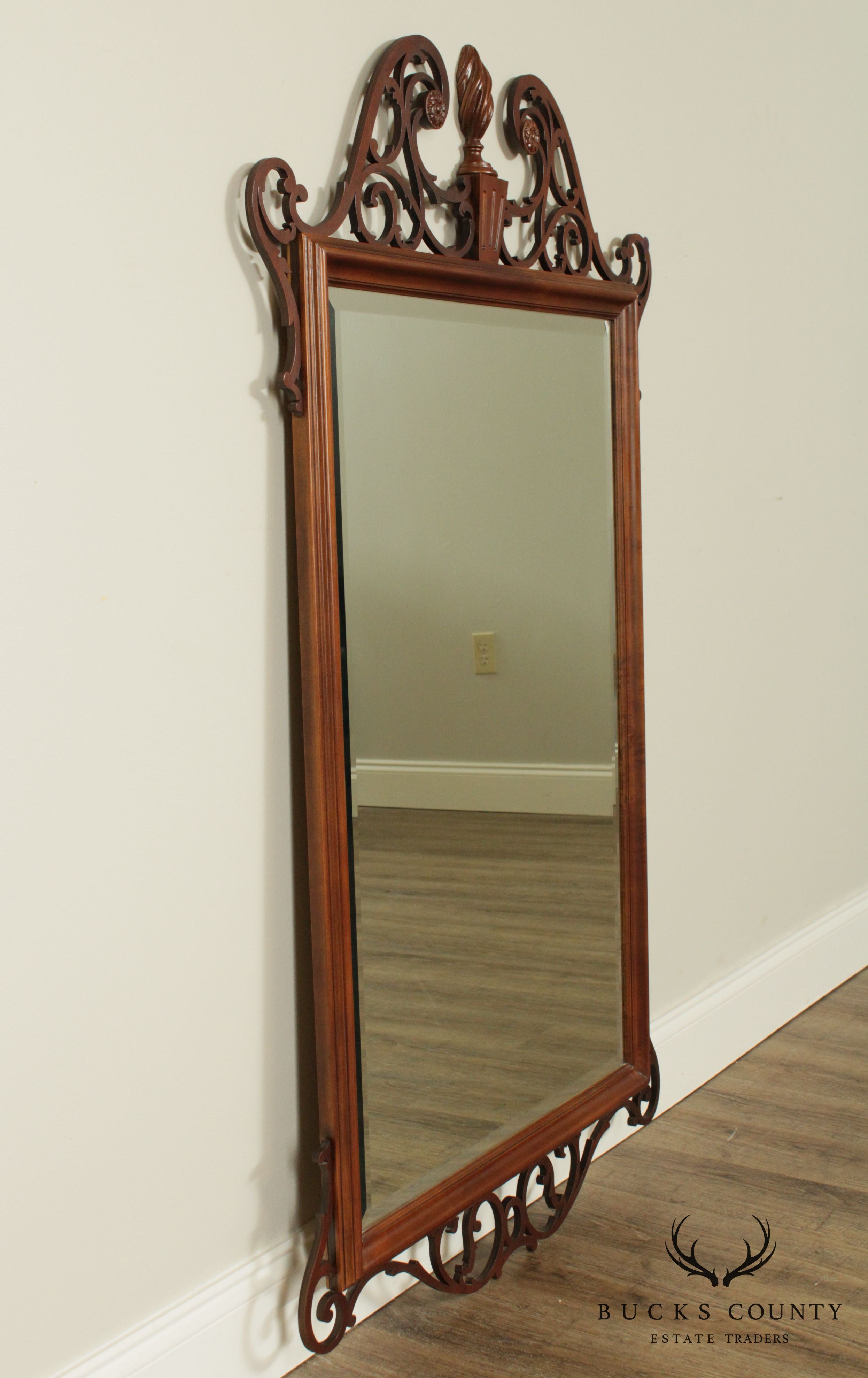 Chippendale Style Mahogany Pierced Fretwork Carved Wall Mirror