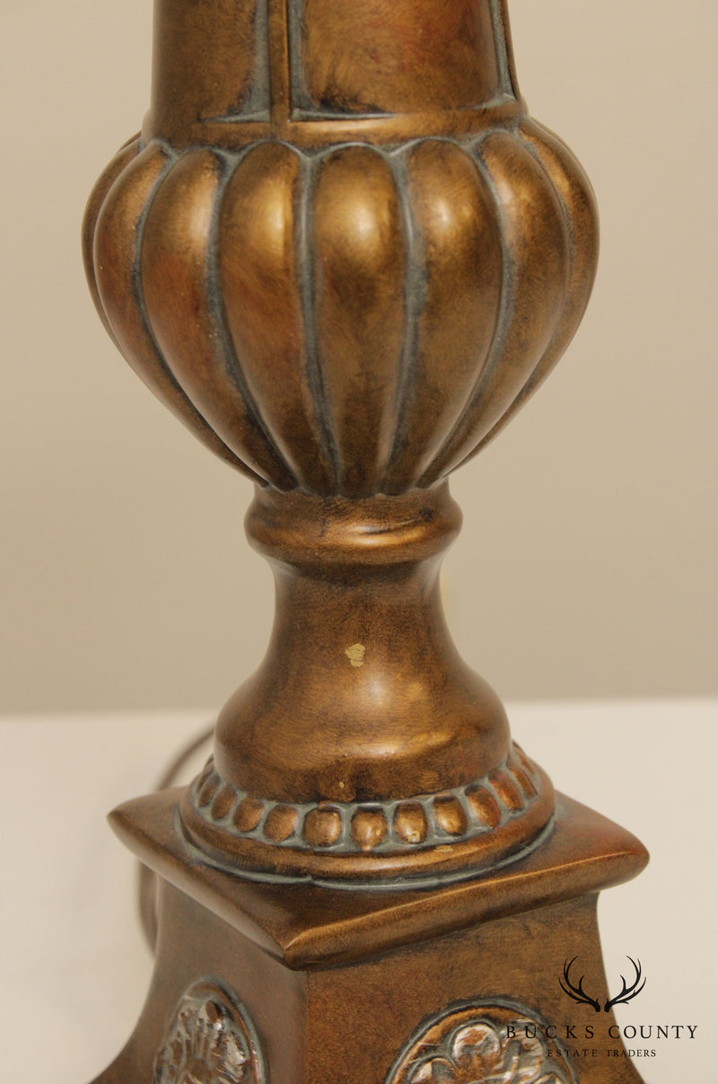 Regency Style Flame Finial Table Lamp with Shade