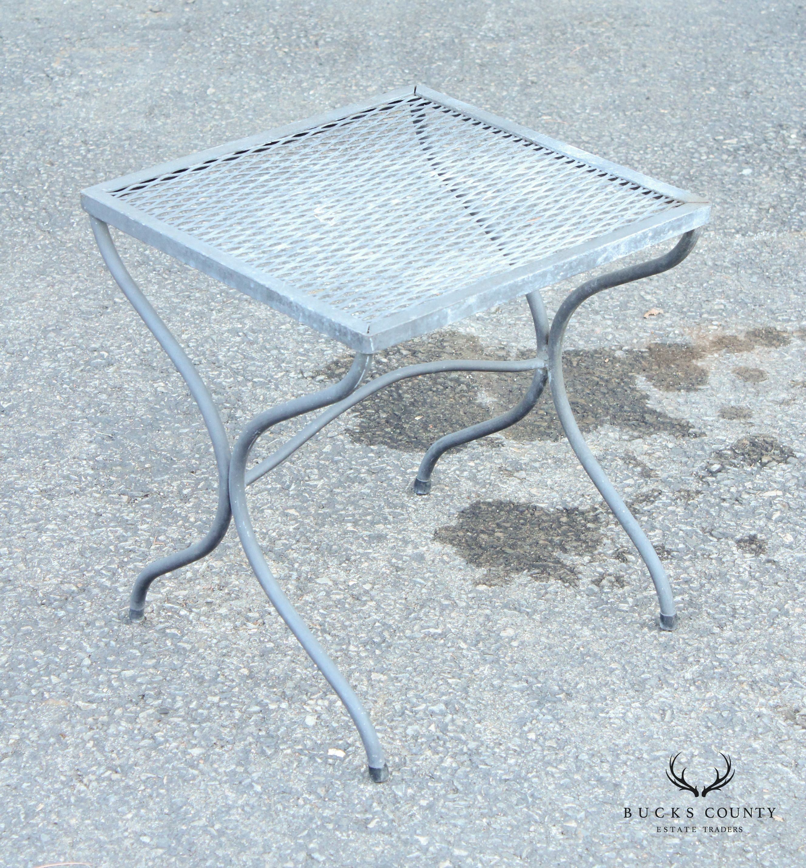 Mid Century Modern Vintage Pair of X Base Iron Patio Side Tables