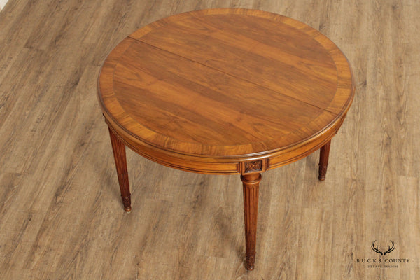 Karges French Louis XVI Style Round Expandable Walnut Dining Table