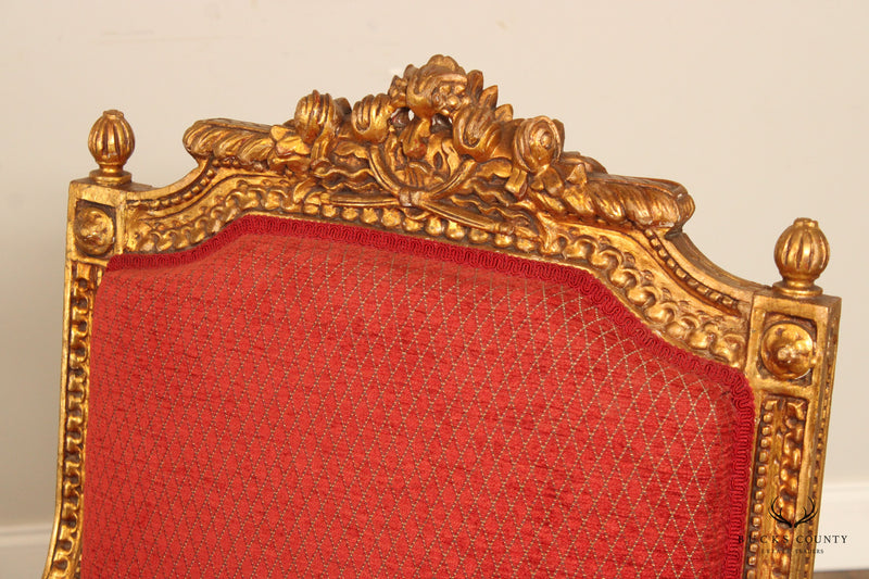 French Louis XVI Giltwood Fauteuil Armchair