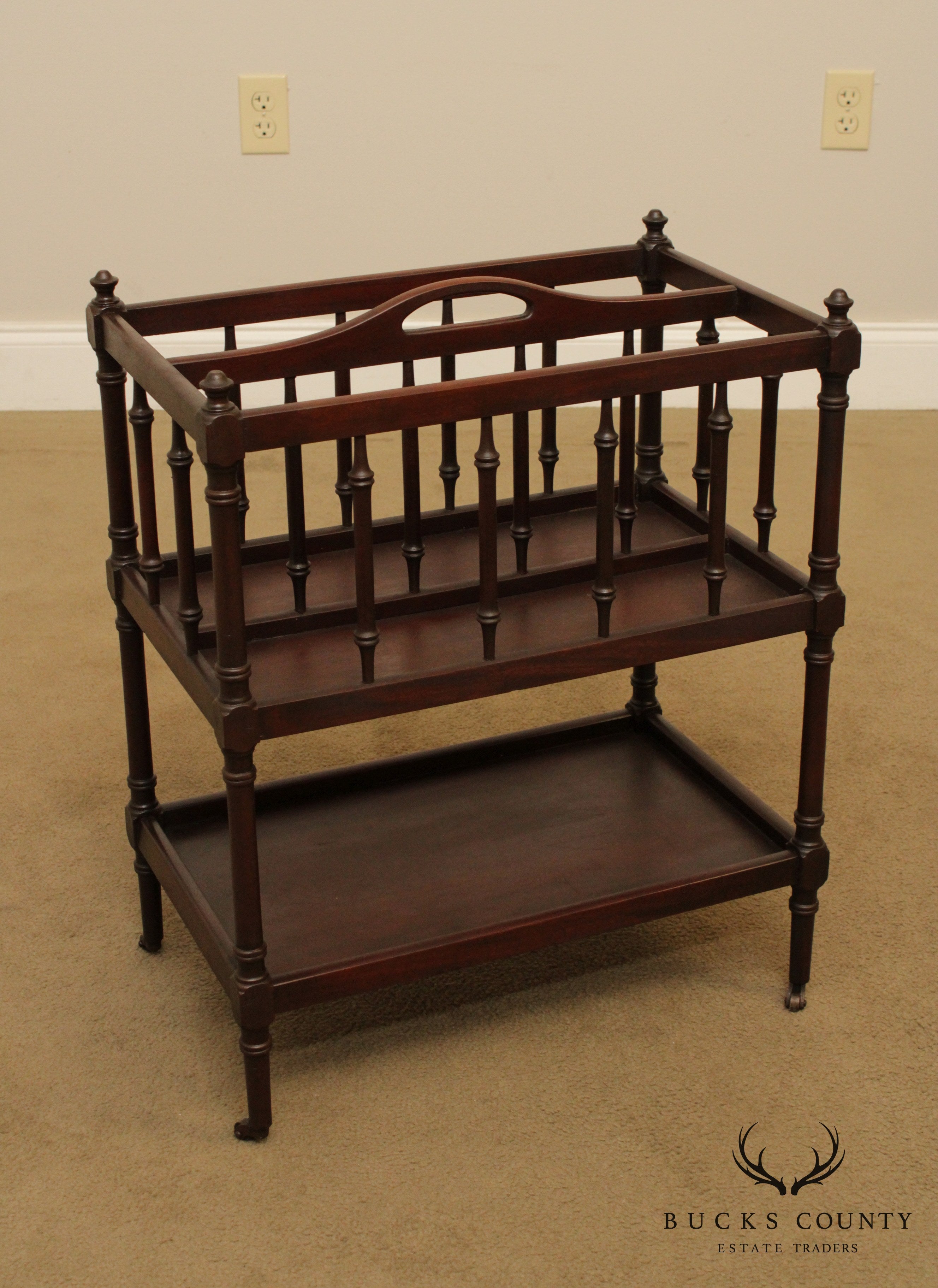 Regency Style Vintage 1930's Mahogany Magazine Stand