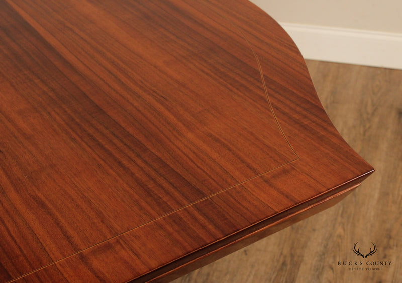 Henredon Art Deco Style Lacquered Walnut Pedestal Dining Table