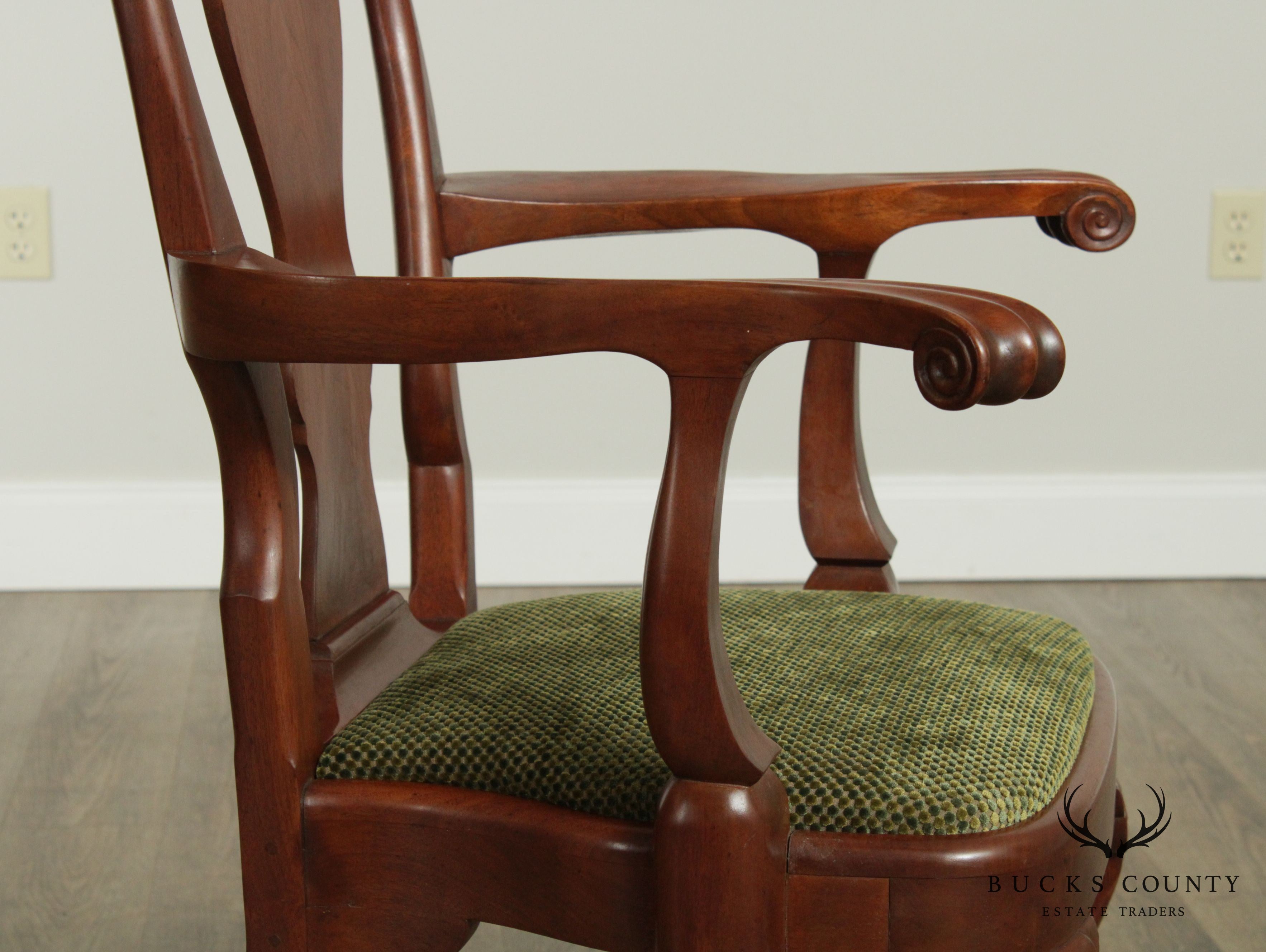 W. Schwartzkopf Hand Made Pair Walnut Queen Anne Armchairs