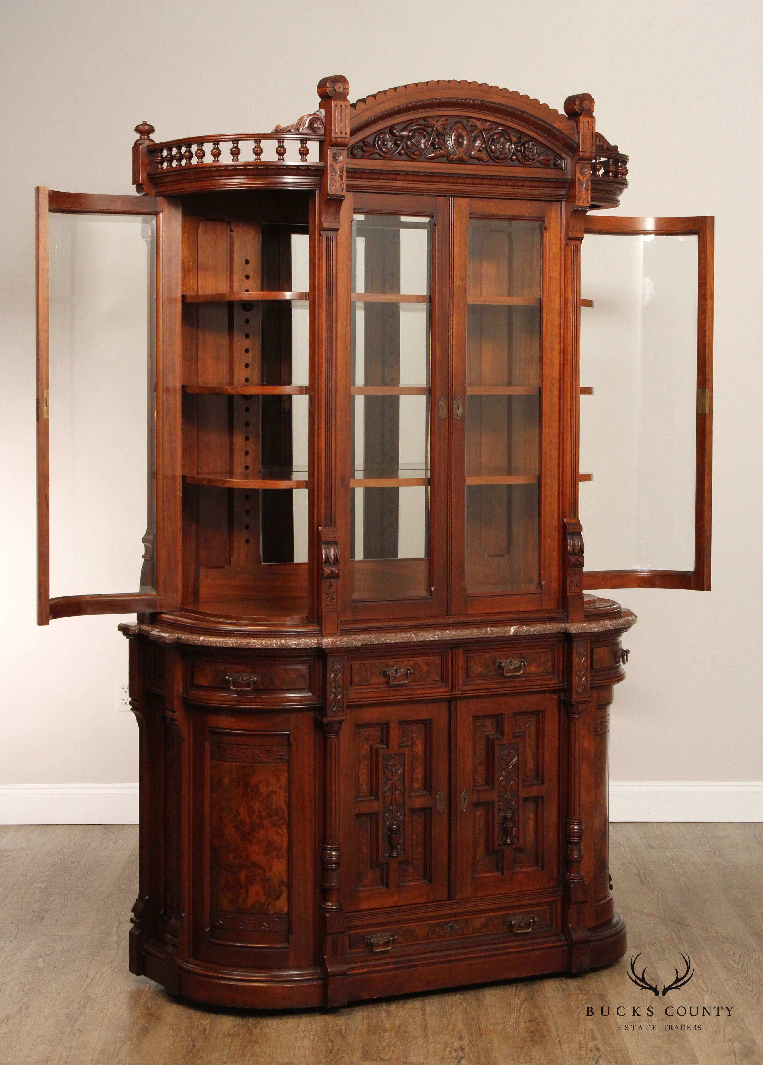 Hale & Kilburn Fine Aesthetic Renaissance Revival Carved Walnut China Cabinet