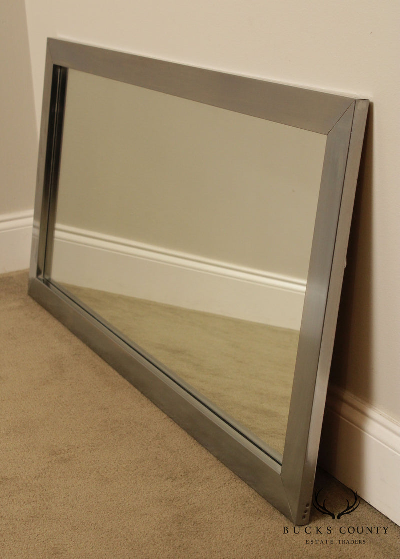 Mid Century Modern Brushed Aluminum Frame Wall Mirror