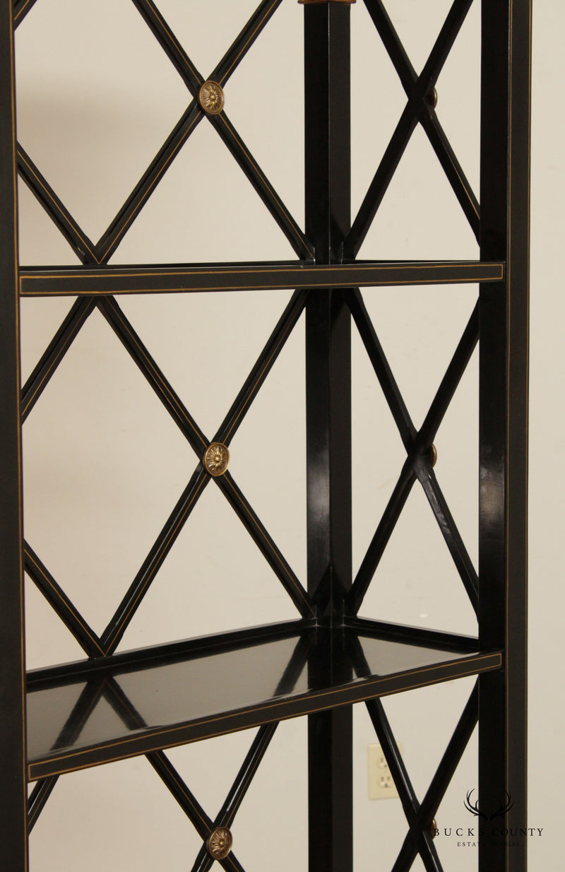 Regency Style Black & Partial Gilt Bookcase Etagere