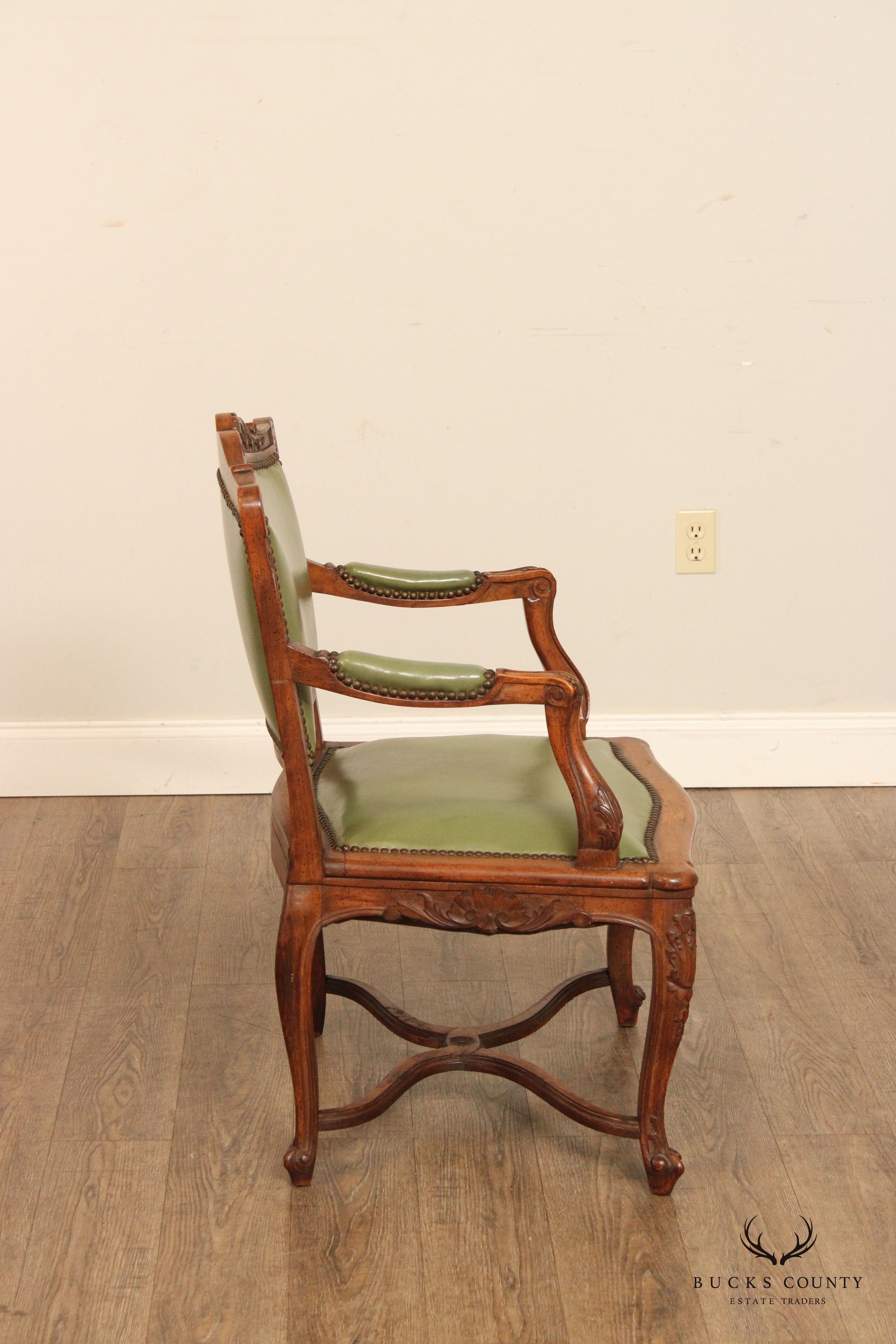 French Louis XV Style Vintage Pair of Carved Walnut Wide-Seat Fauteuil Armchairs