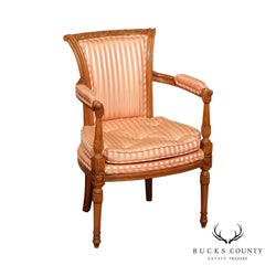French Directoire Style Carved Fauteuil Arm Chair