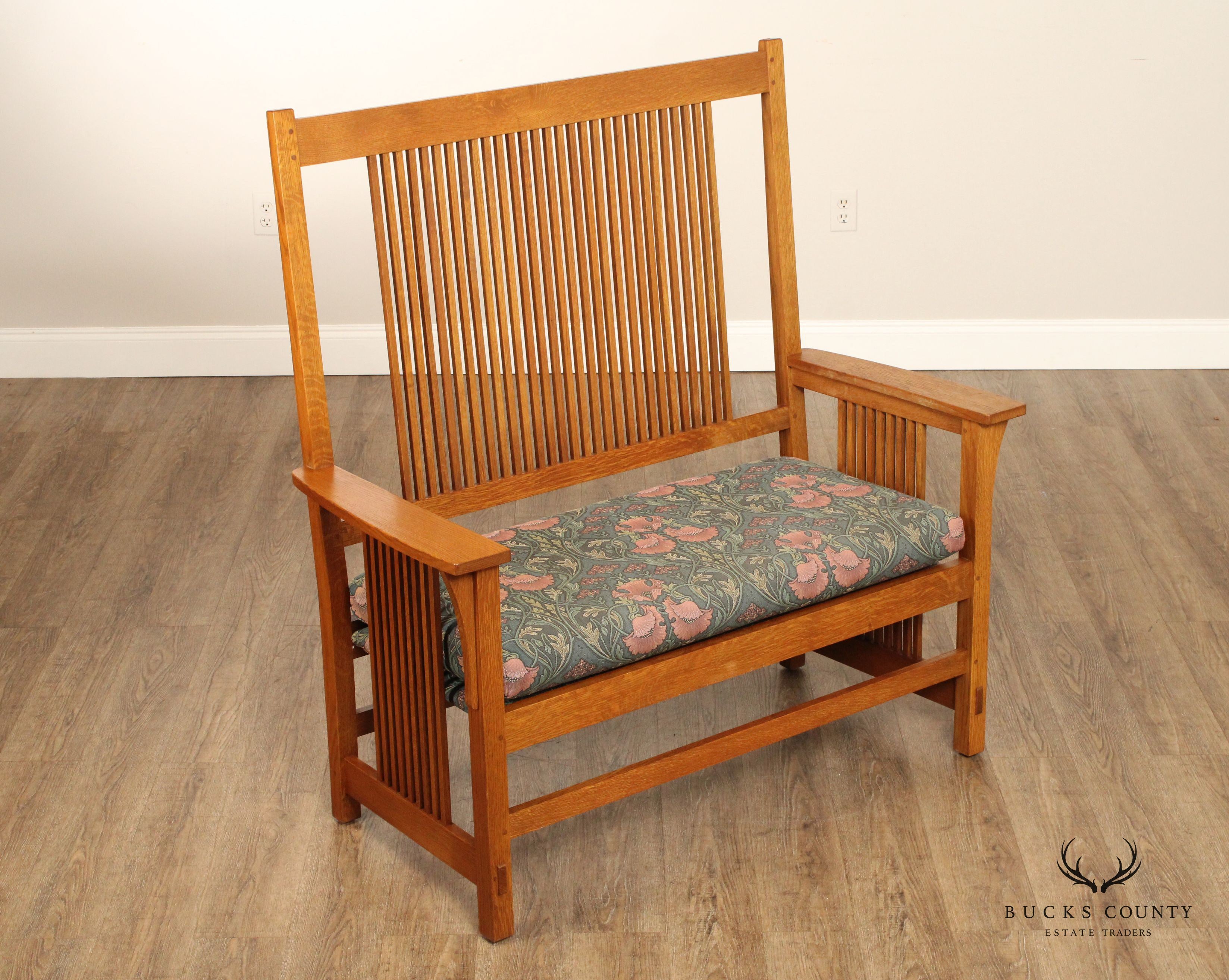 Stickley Mission Collection Oak Spindle Settee