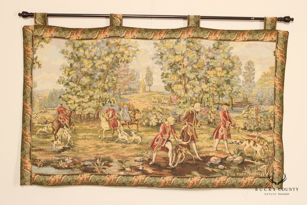 Vintage Italian Rococo Hunting Scene Needlepoint Tapestry