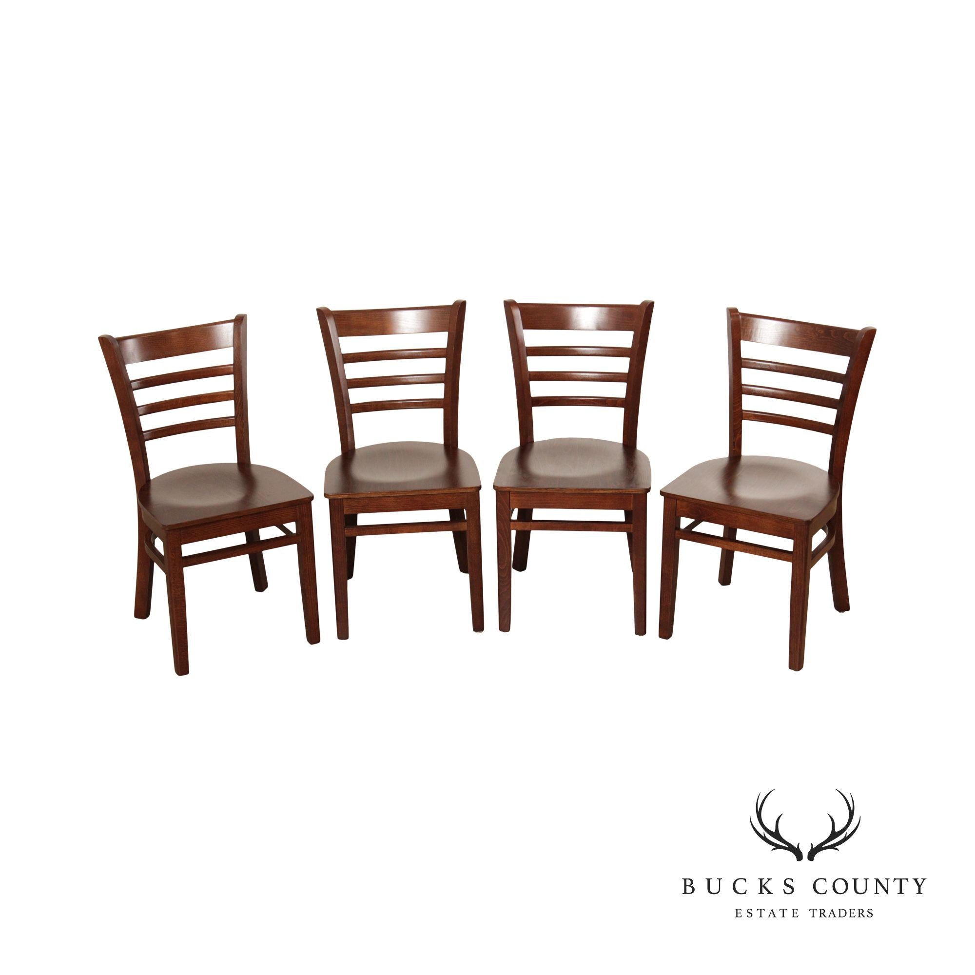 Transitional Style Set of Four Ladderback Dining Side Chairs