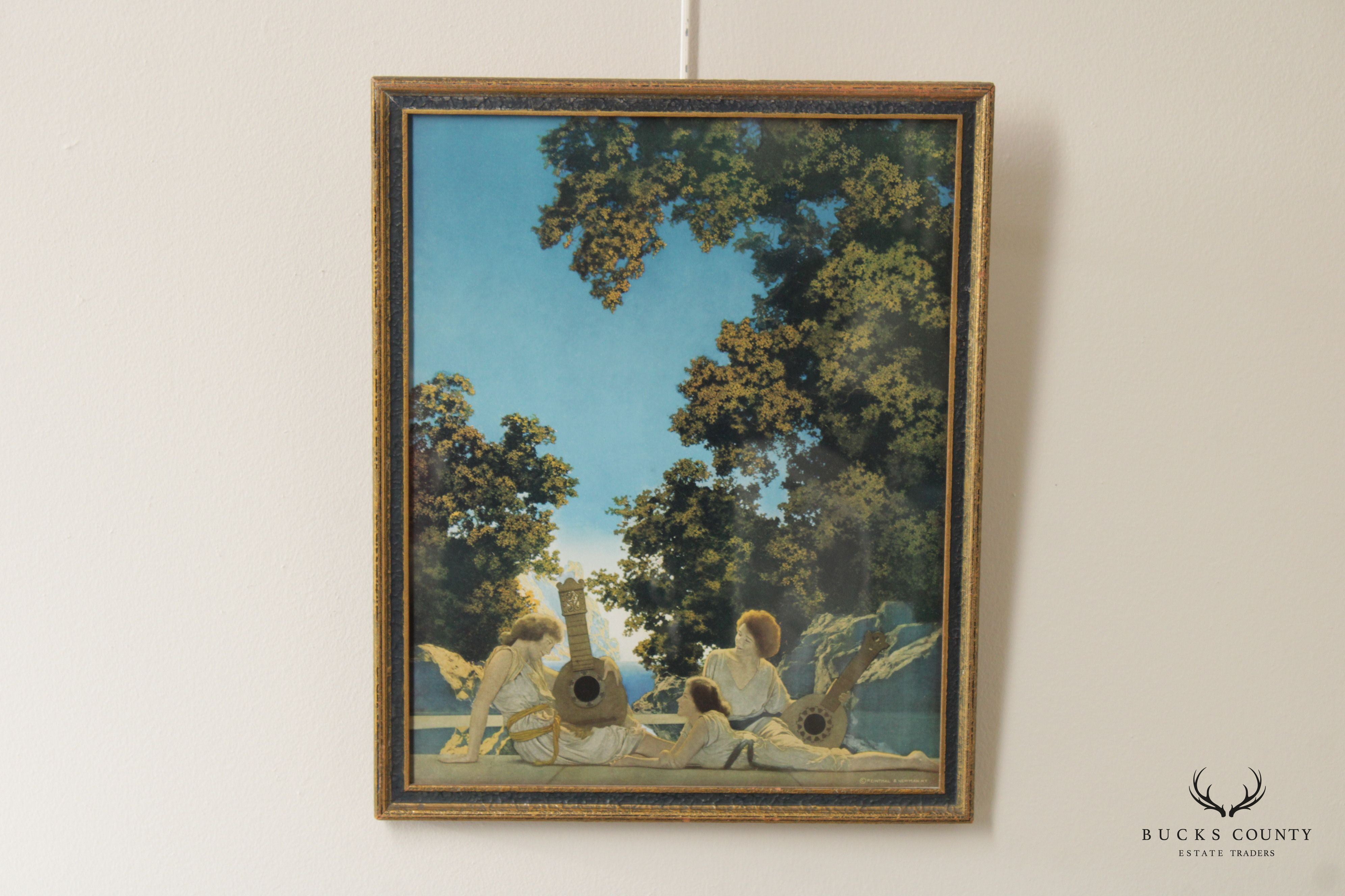 Maxfield Parrish Arts & Crafts Framed 'The Lute Players' Print