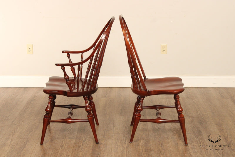 L. Hitchcock Vintage Set Eight Cherry Windsor Dining Chairs