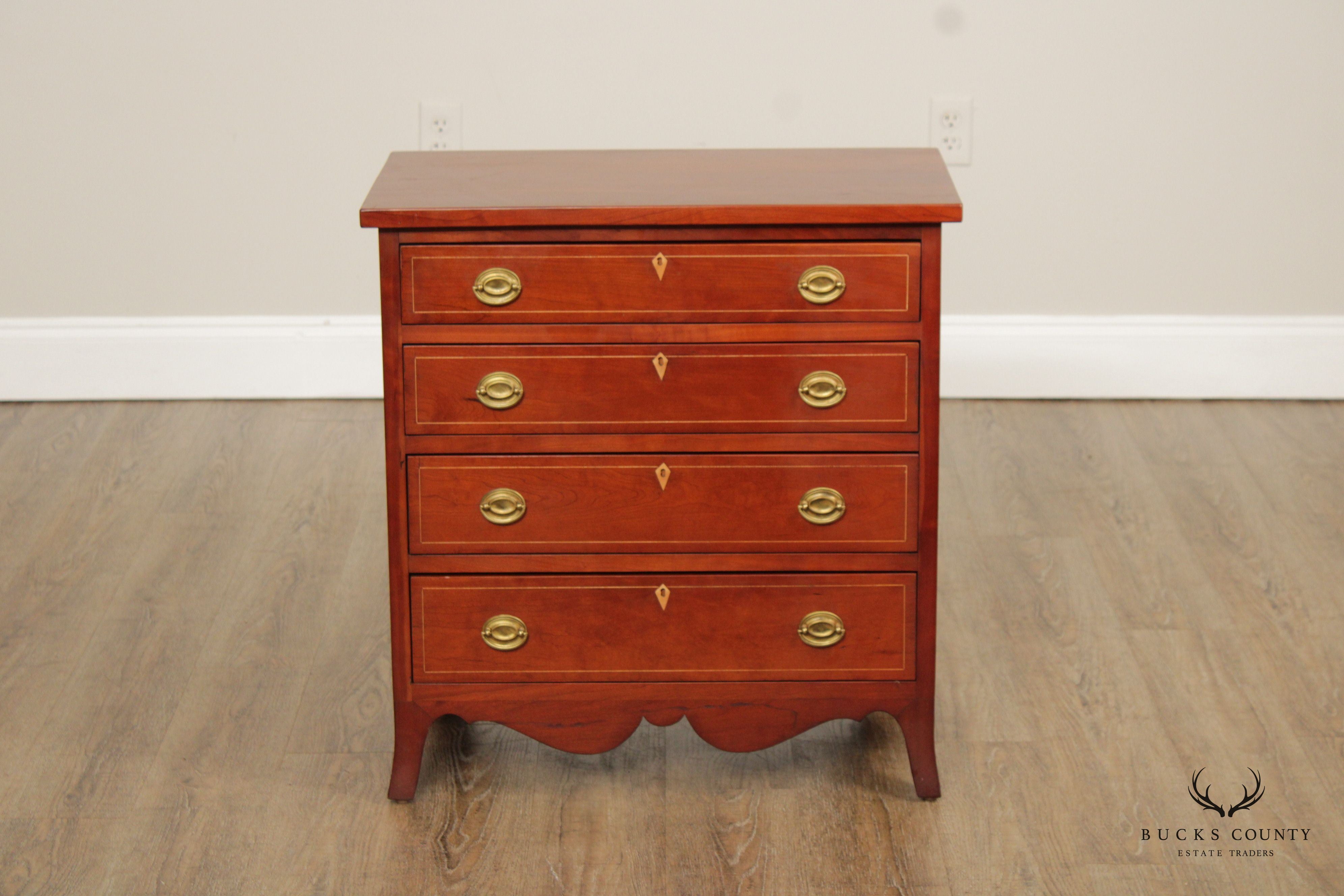 AMERICAN HEPPLEWHITE STYLE BENCH MADE CHERRY CHEST OF DRAWERS