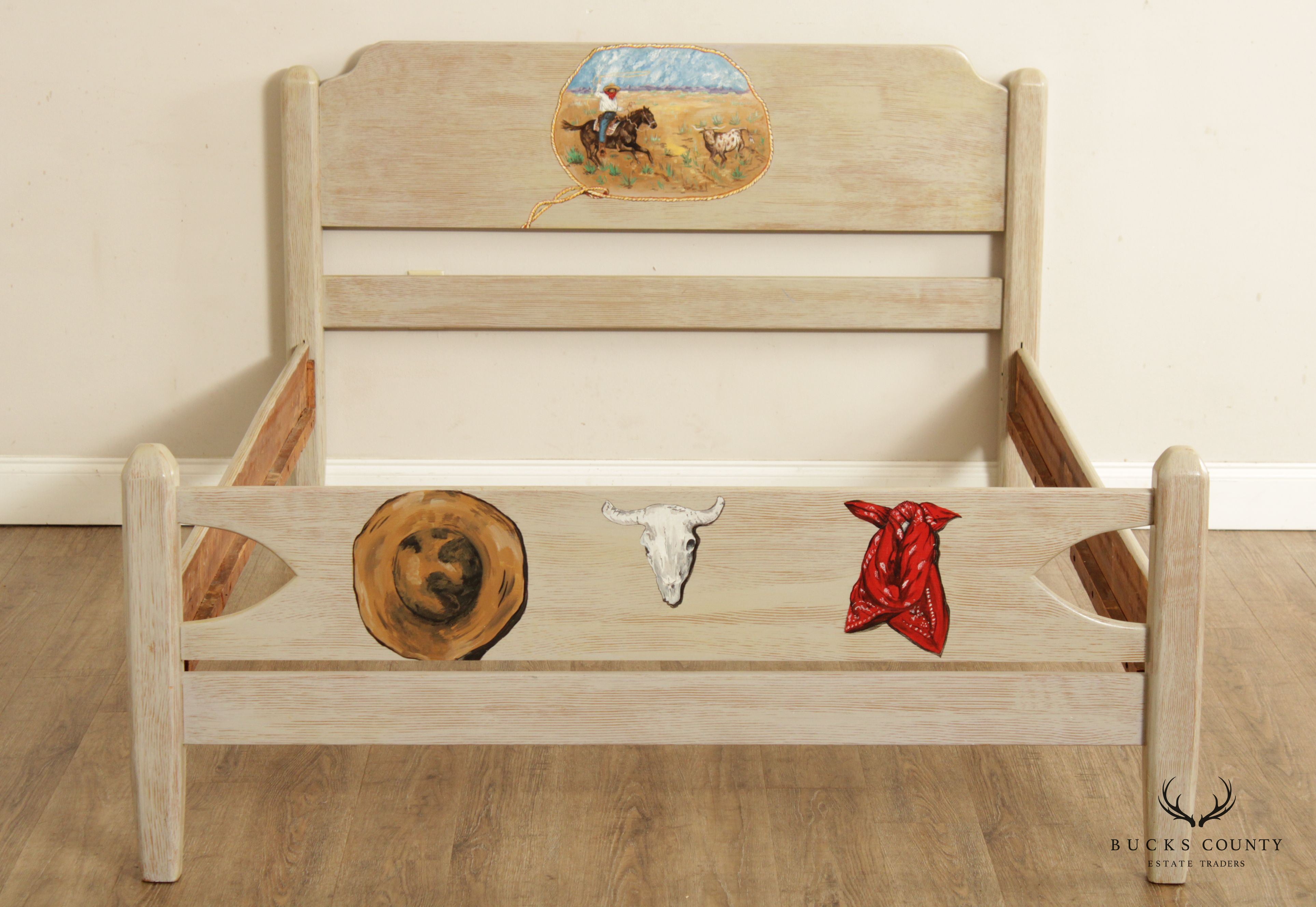 Western Style Custom Hand-Painted Full Size Bed Frame