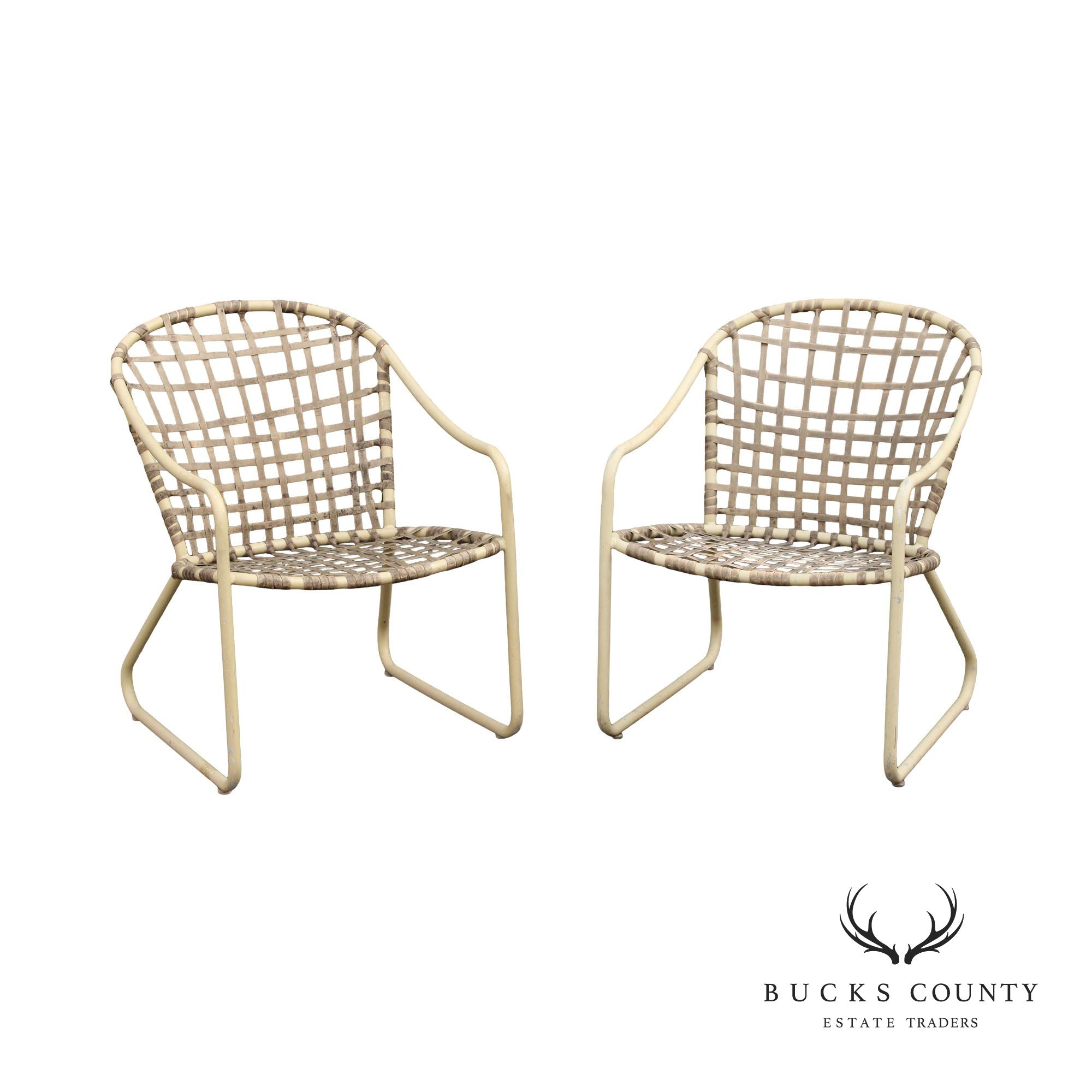 Mid Century Modern Pair of Outdoor Dining Armchairs