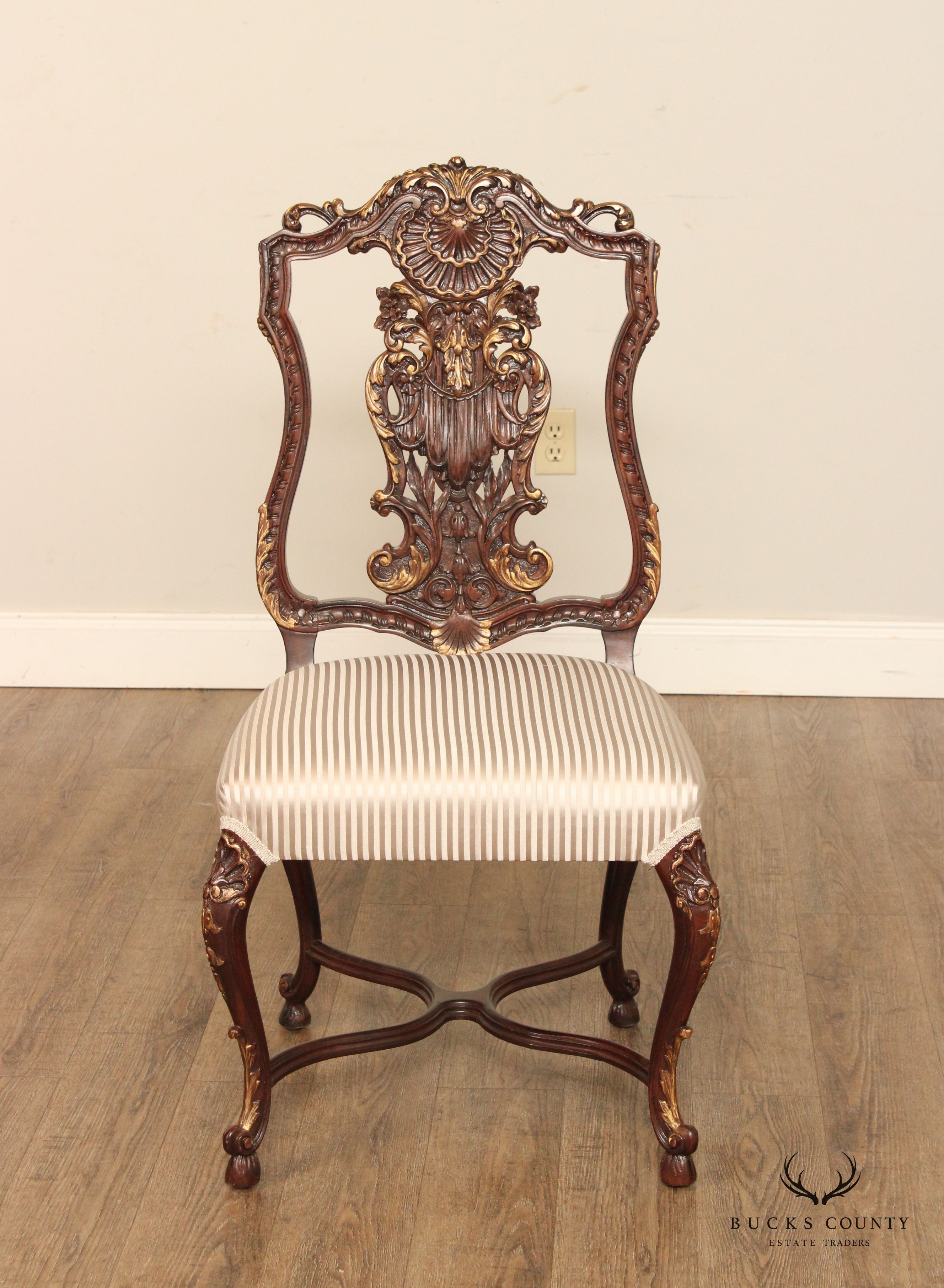 French Louis XV Style Set of Twelve Ornately Carved Dining Chairs