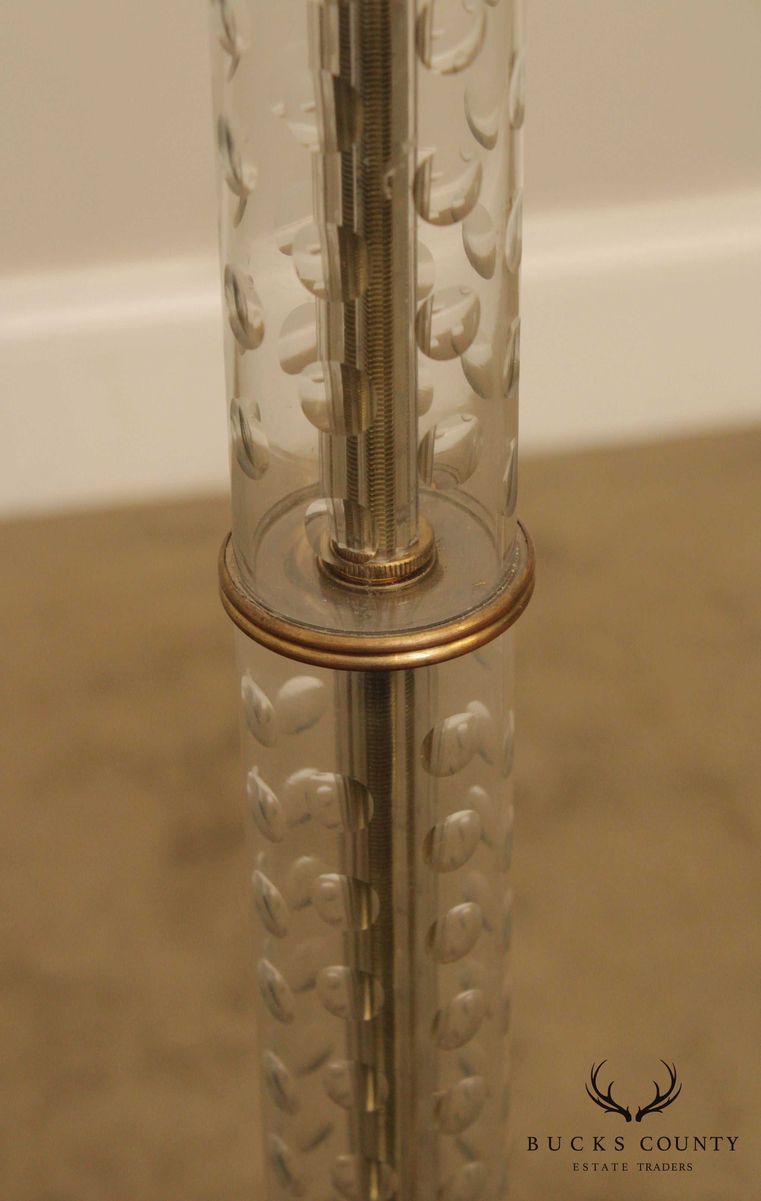 John Richard Tall Crystal Pair Column Lamps