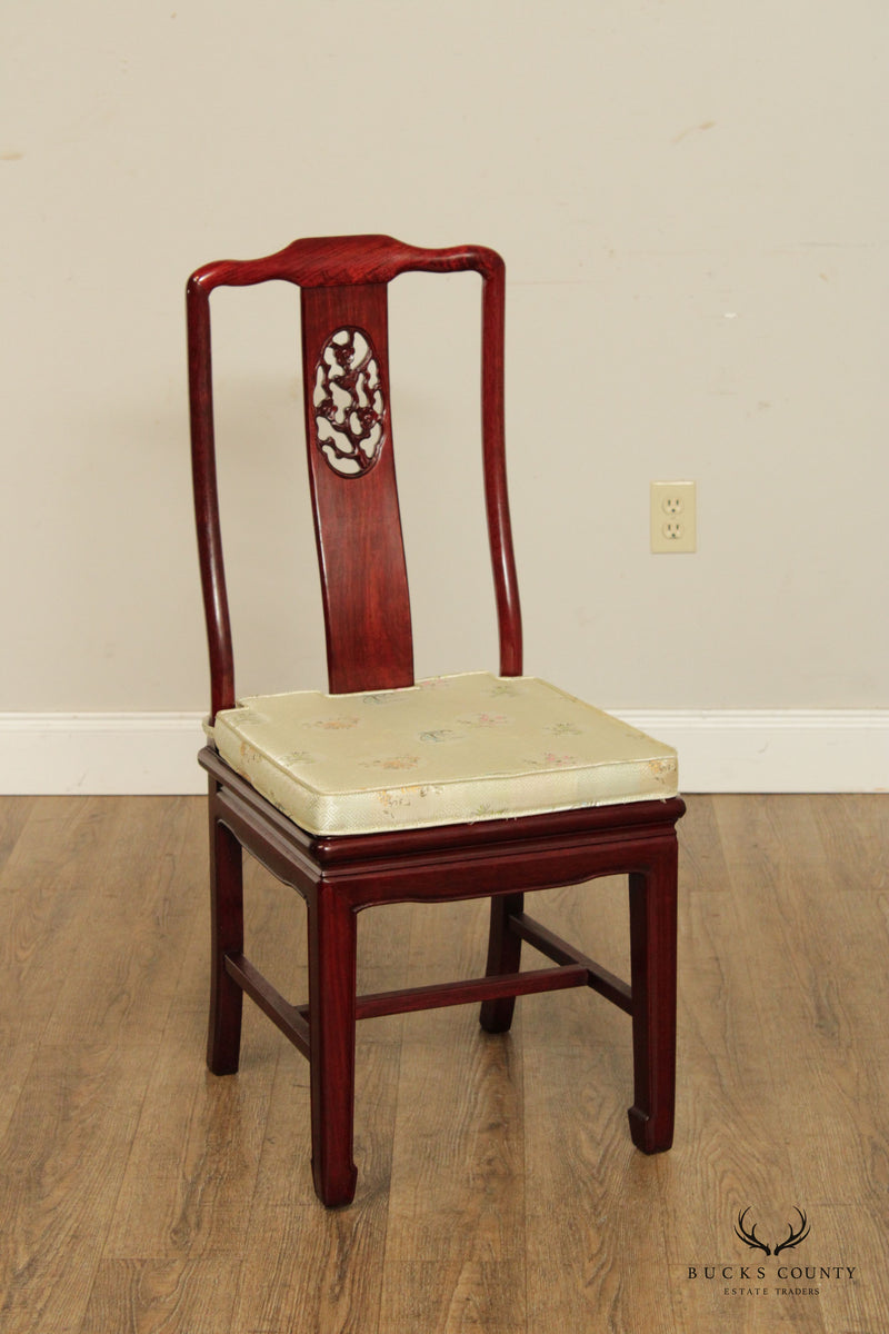 Chinese Rosewood Carved Set Eight Dining Chairs