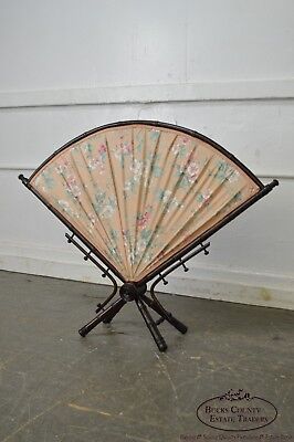 Antique Associated Artist Aesthetic Faux Bamboo Fire Screen