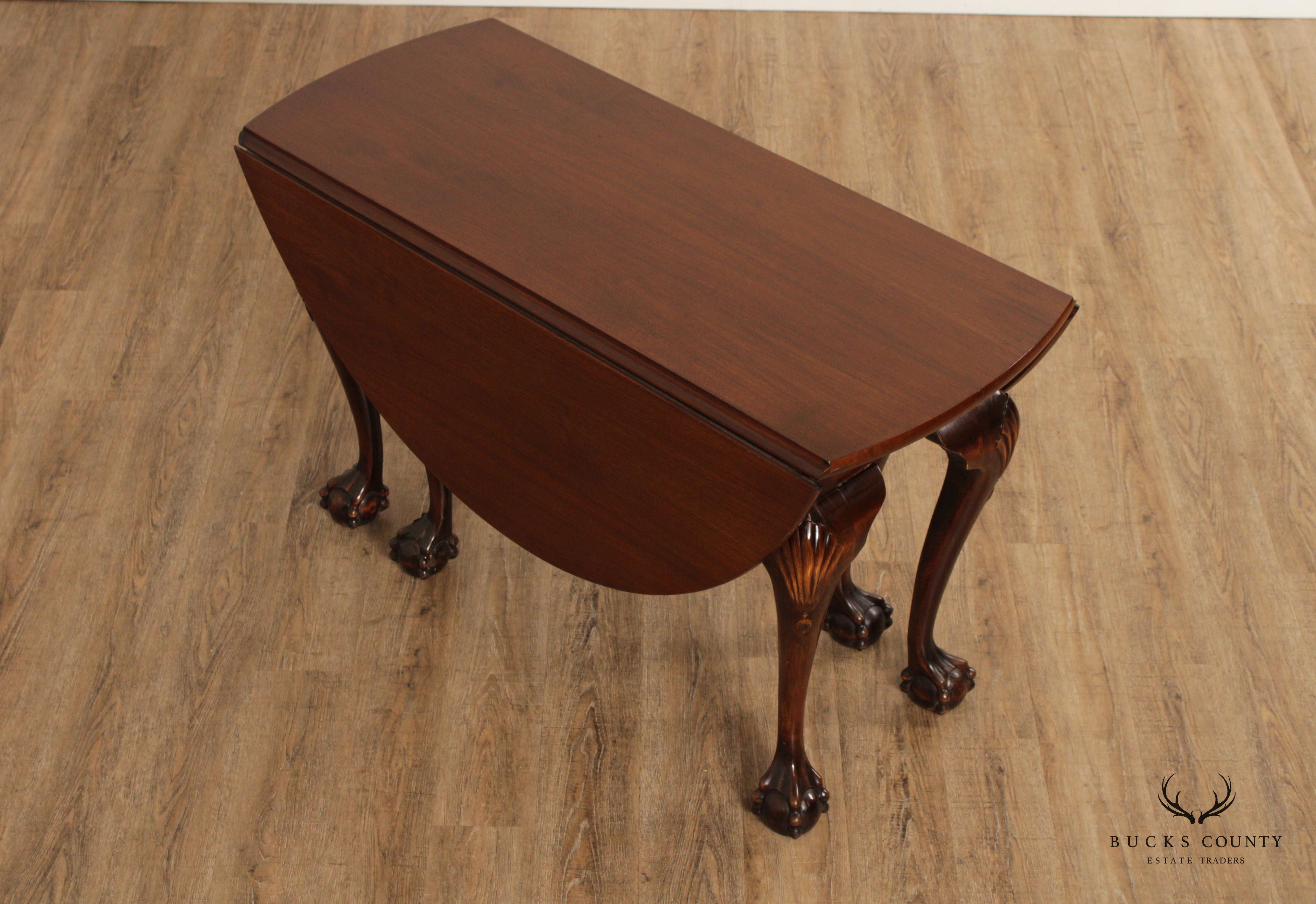 Chippendale Style Carved Mahogany Gate Leg Drop Leaf Table