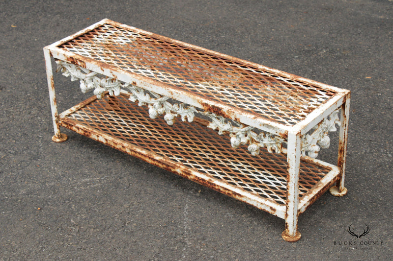 Vintage Wrought Iron Outdoor Patio Cocktail Coffee Table