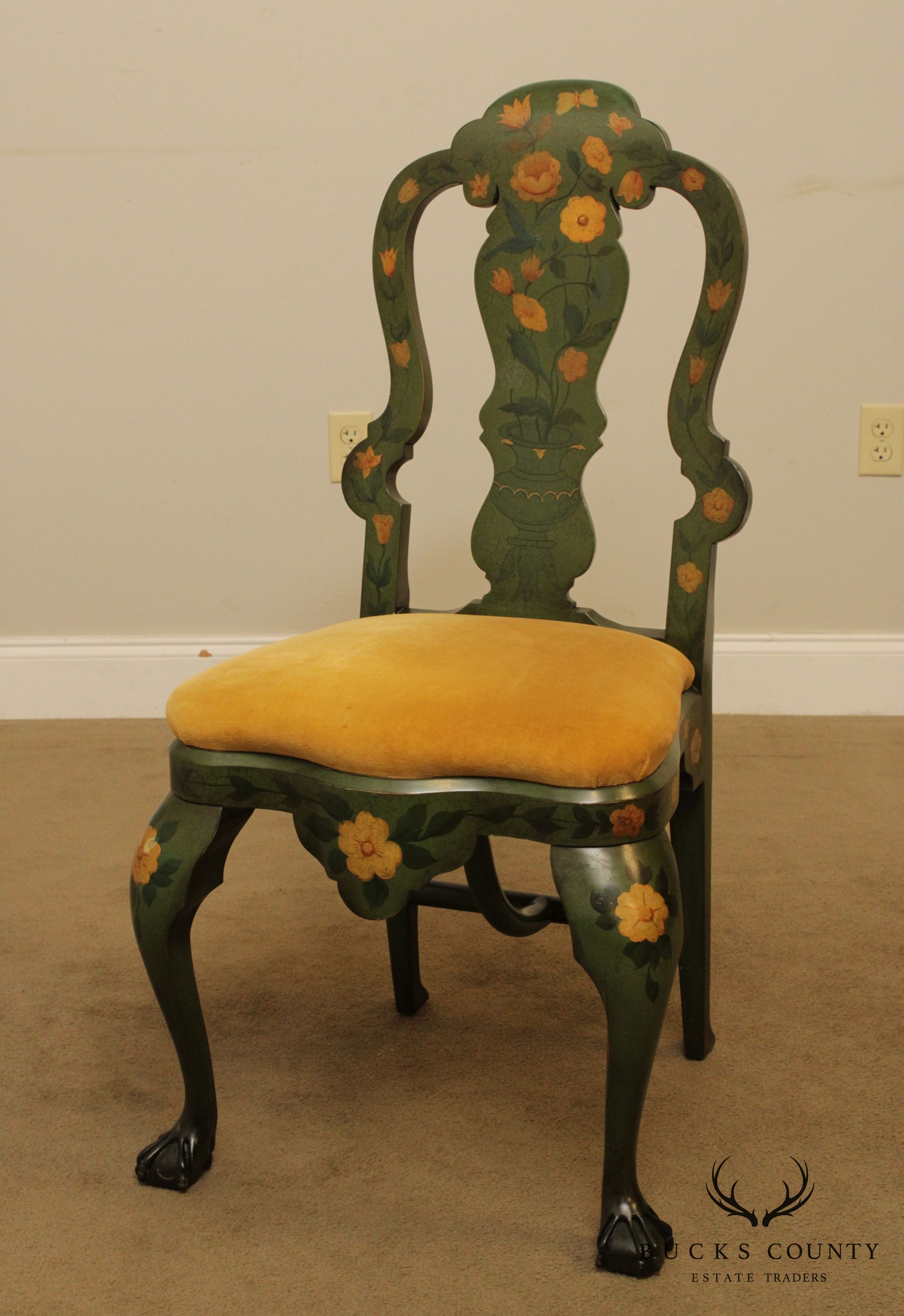 Baroque Style Japonisme Hand Painted Side Dining Chair