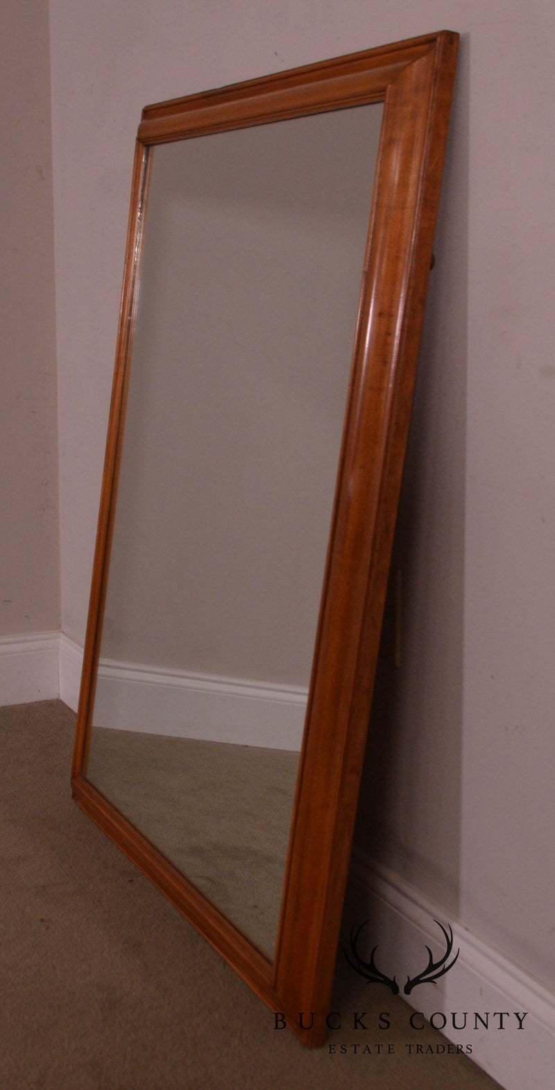 Vintage Maple Wood Rectangular Wall Mirror